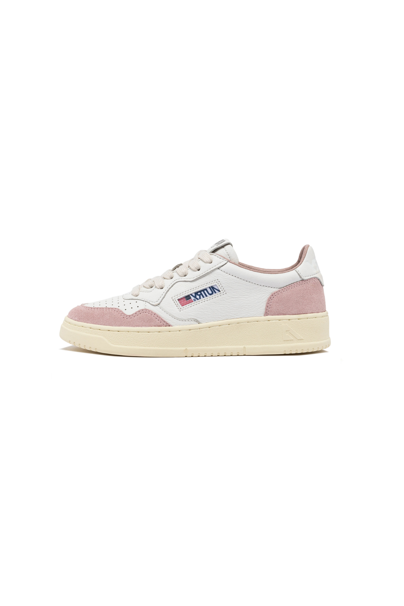 Autry medalist low women sneakers in white and pink suede. Side view