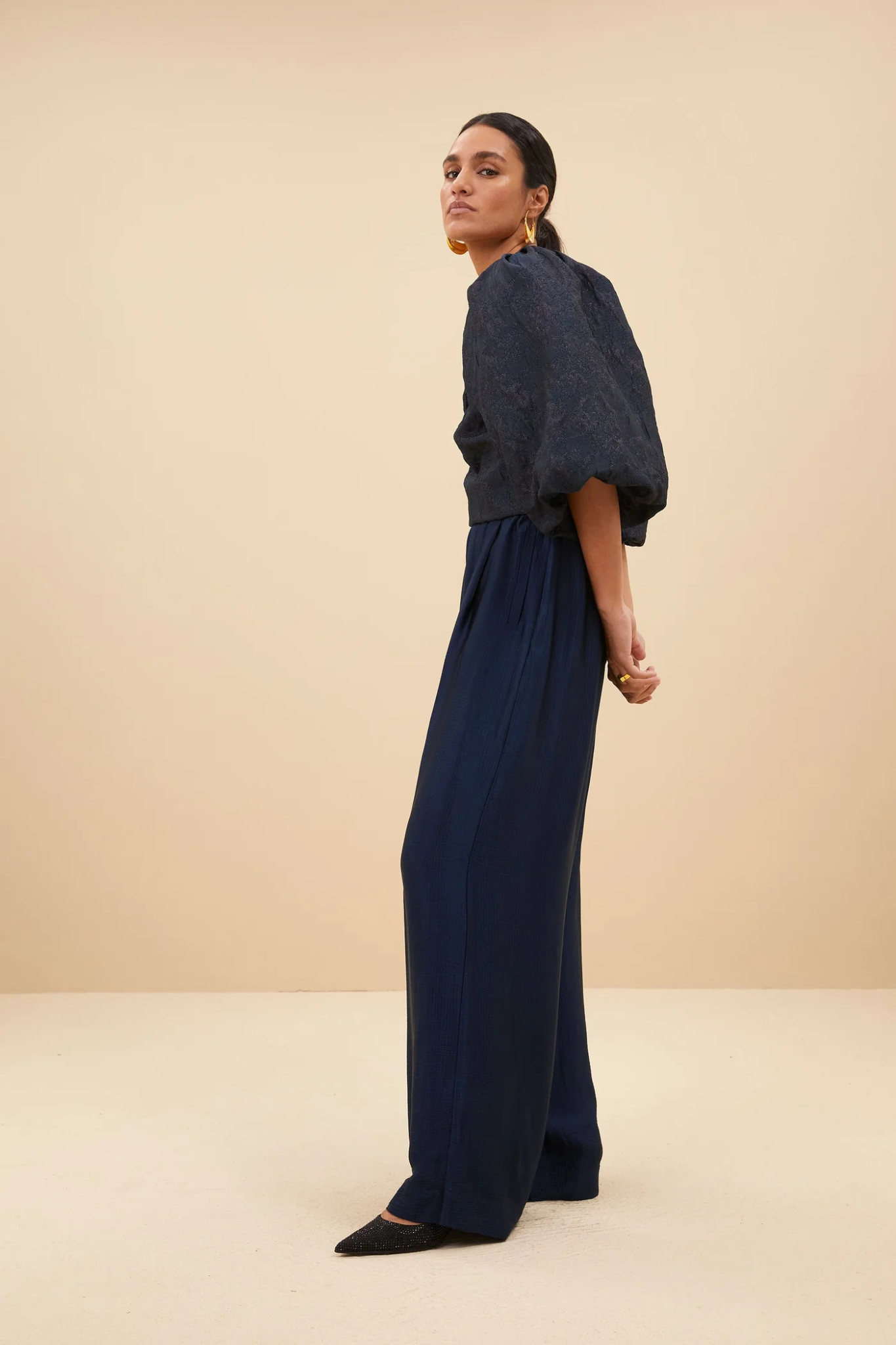 ZASU JACQUARD BLOUSE - MIDNIGHT