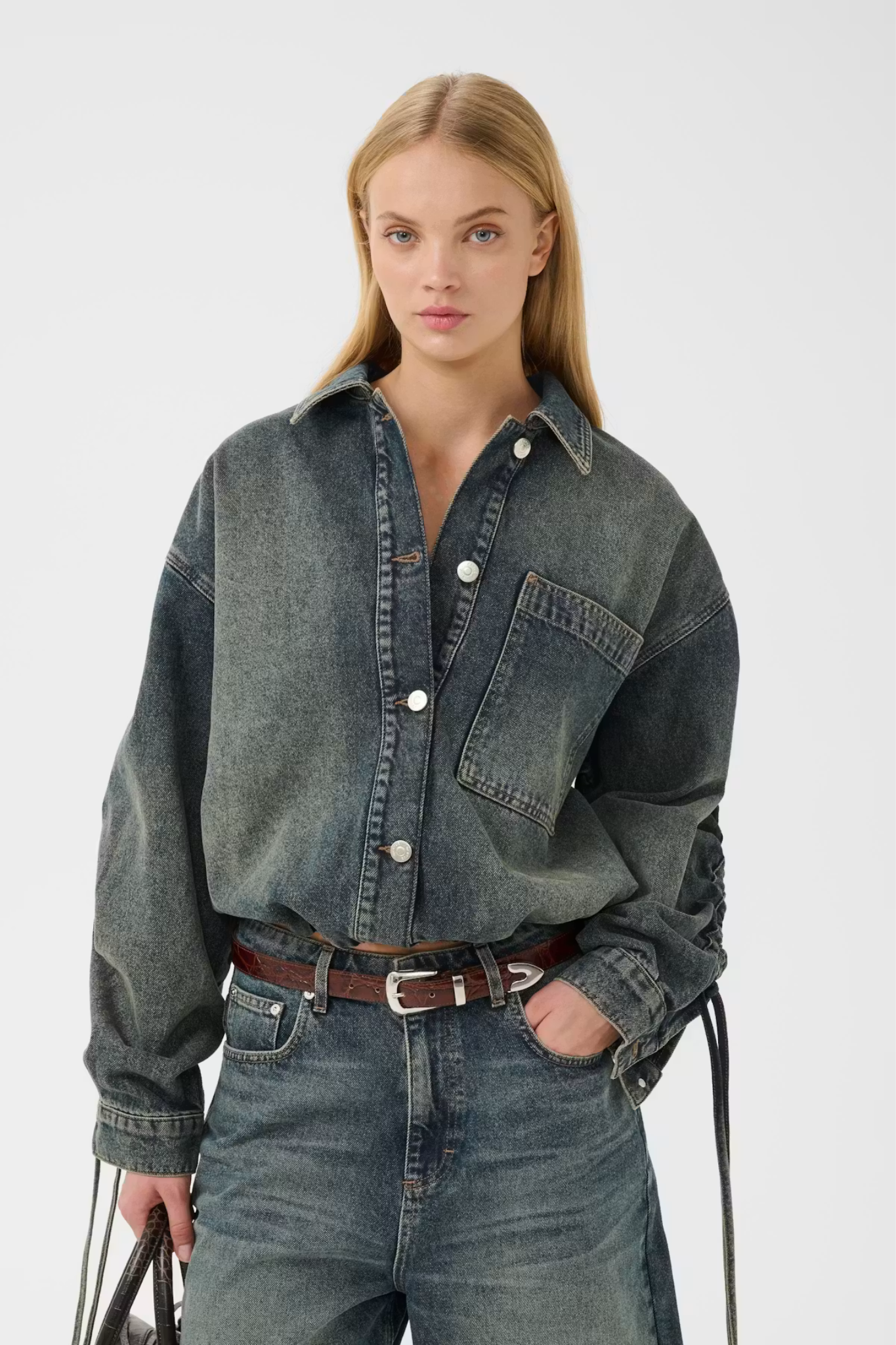 SUSARA SHIRT JACKET - BLUE/GREEN WASH