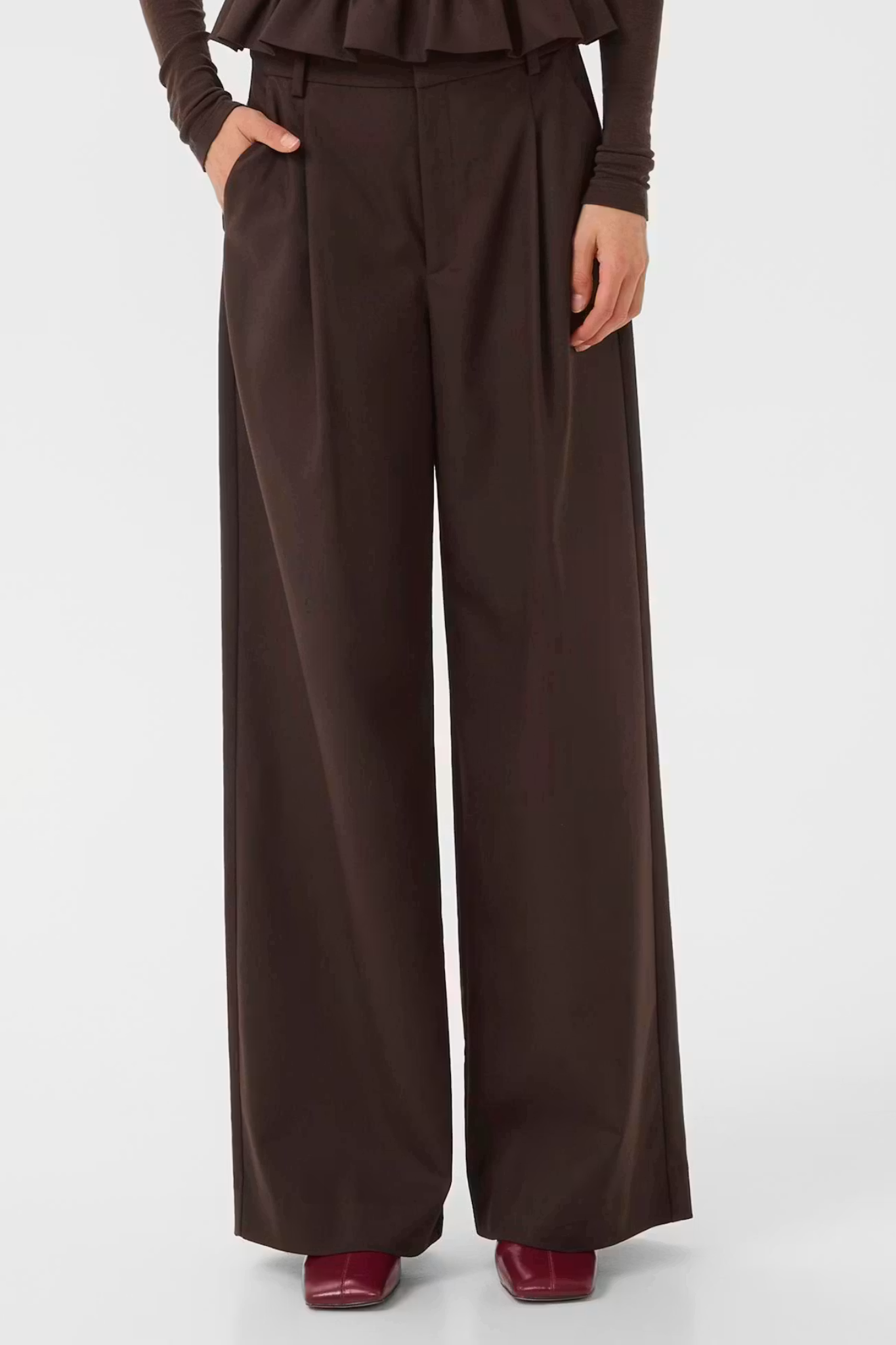 PAULA MW WIDE PANTS - BROWN