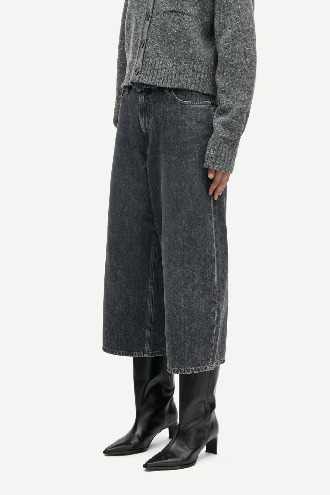 HARPER CULOTTE BELT JEANS - GREY CLOUD