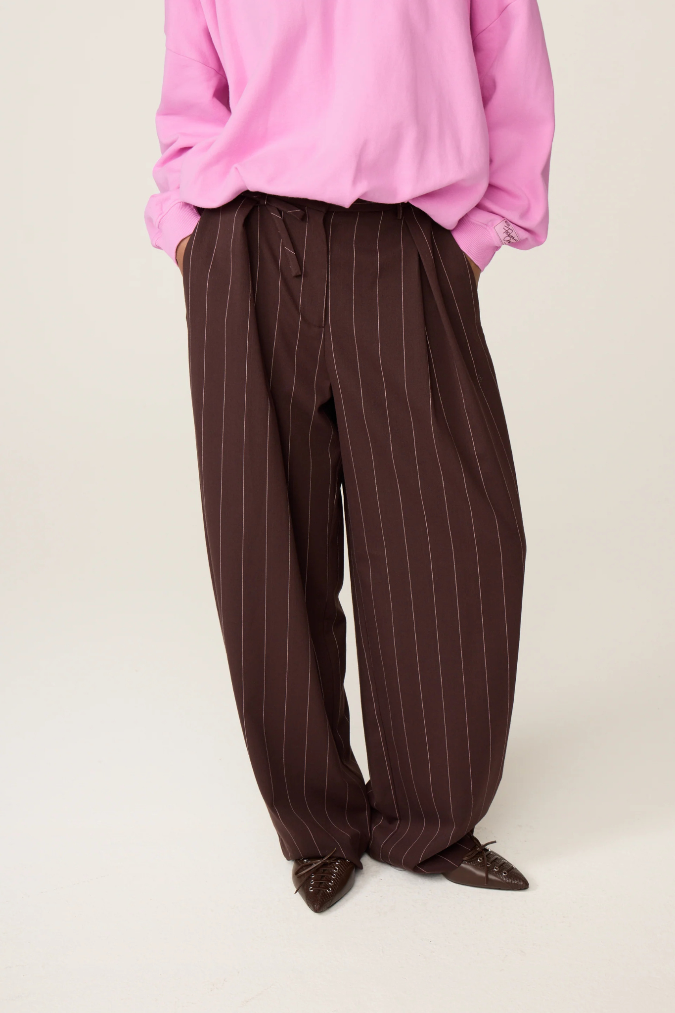CHARLOT TROUSERS - BROWN/ PINK ROSE