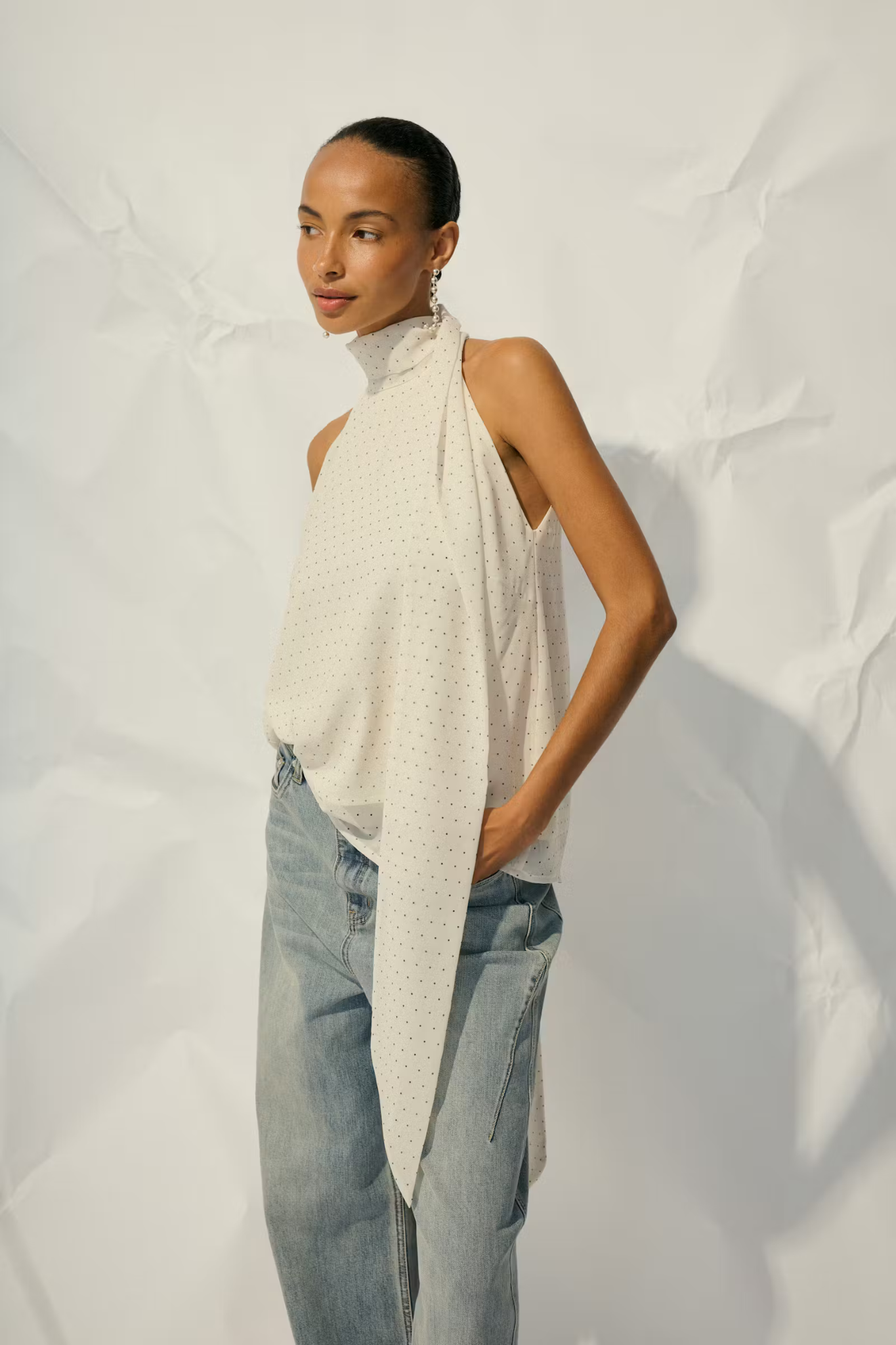 DORAH P BLOUSE - BIRCH DOT/WHITE