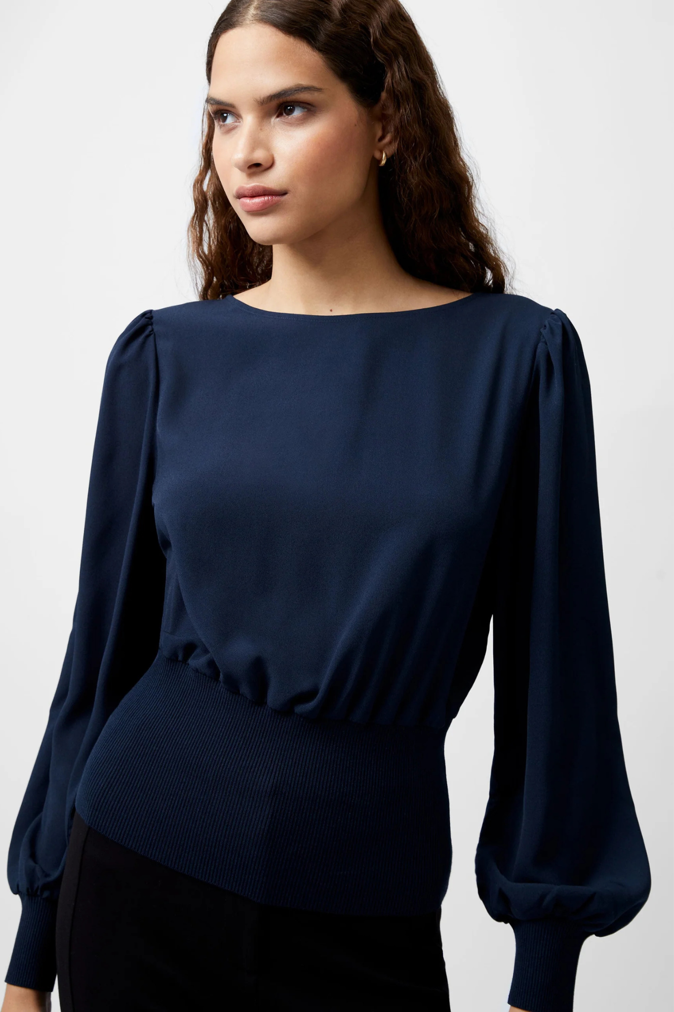 KRISTA KNIT SLASH NK JUMPER - MARINE