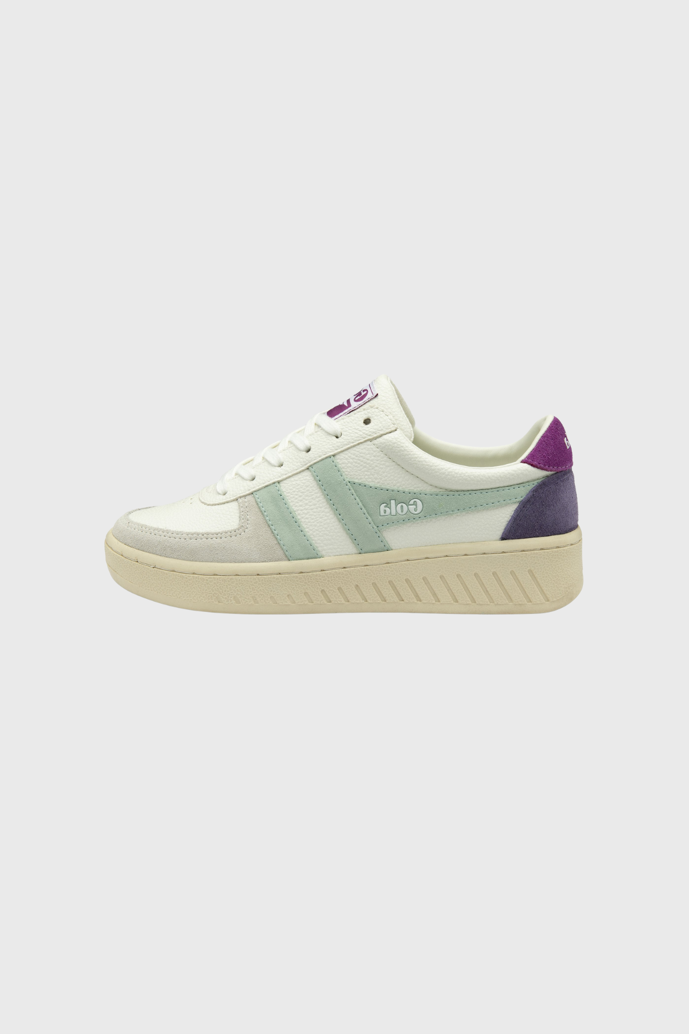 GOLA GRANDSLAM TRIDENT WOMEN SNEAKERS - WHITE/SURF/FOXGLOVE. Side view