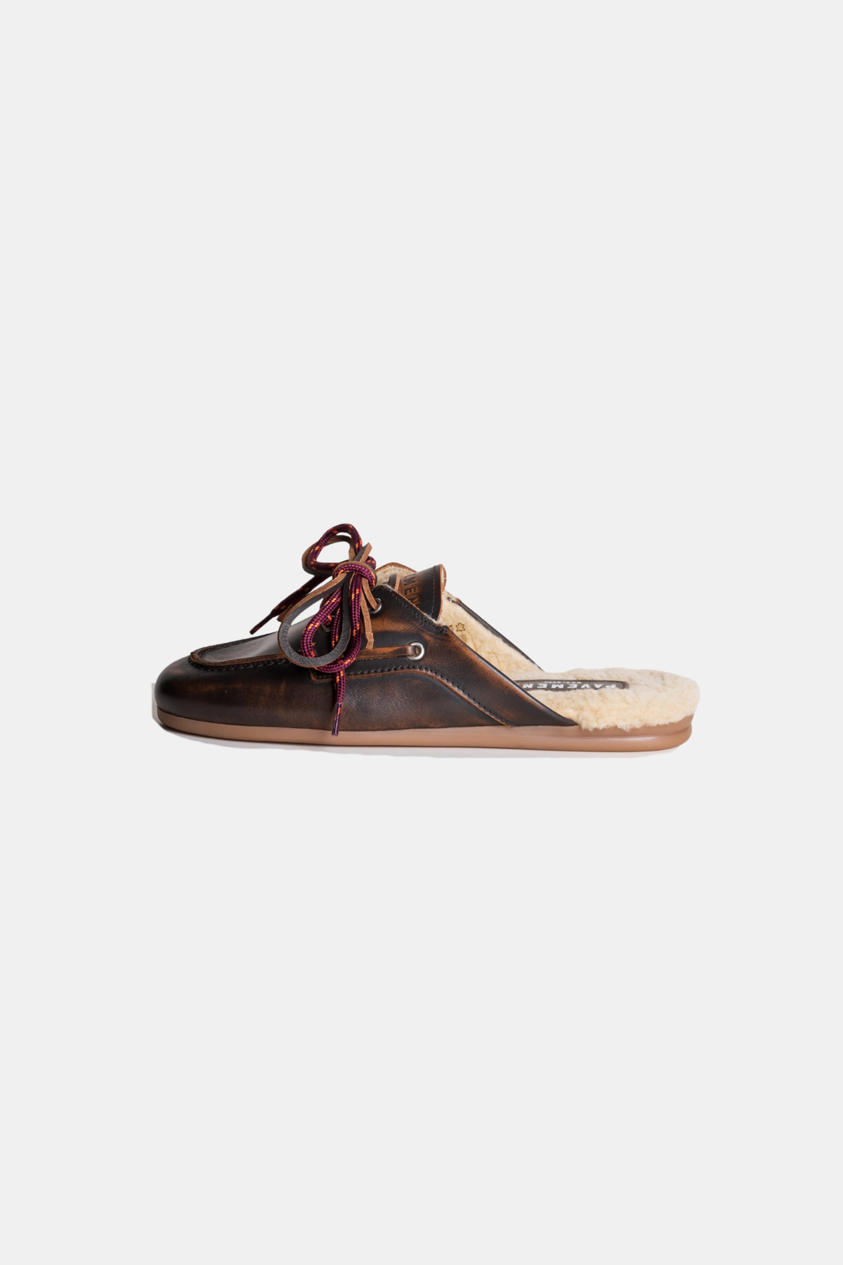 YASMA LACE FUR SHOES - DARK BROWN VINTAGE