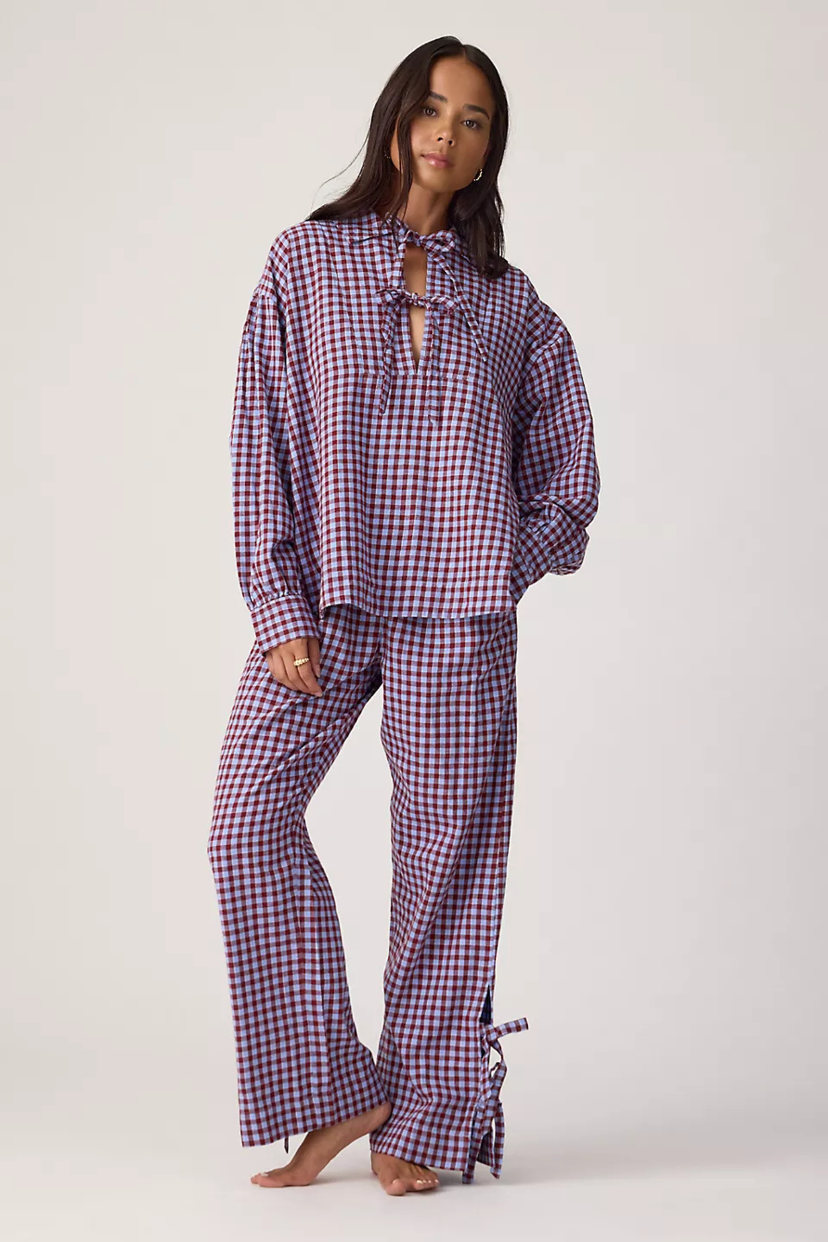 FLOKI PYJAMASJORT IN FLANEL - INDIGO
