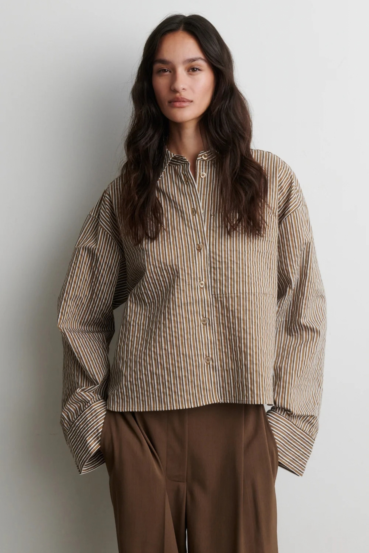 VENA CROPPED SHIRT - CAMEL