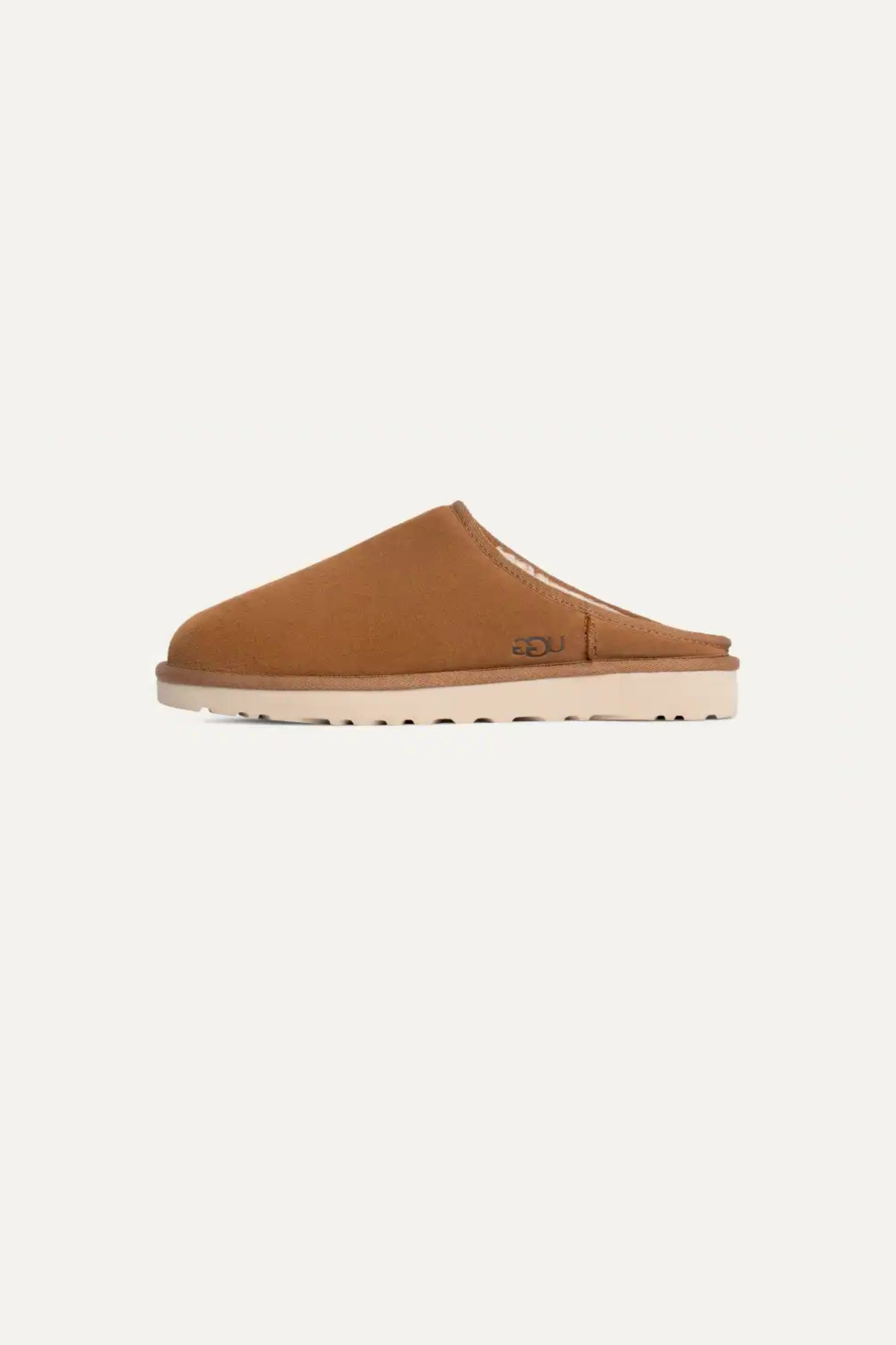UGG man classic slip-on in chestnut. Side view