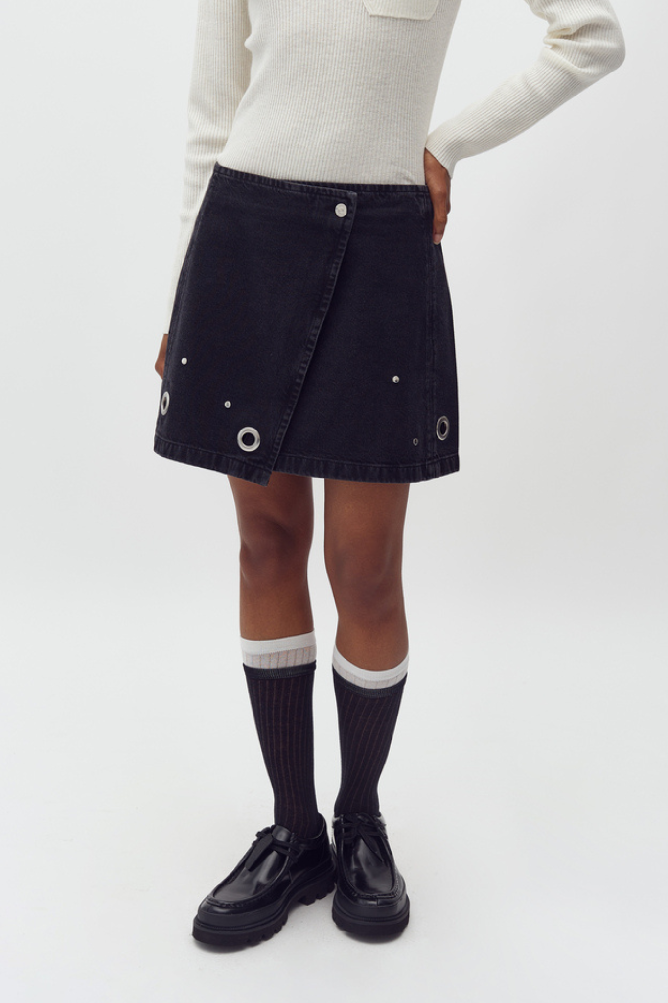 KEYANA SKIRT - BLACK MIDNIGHT WASH