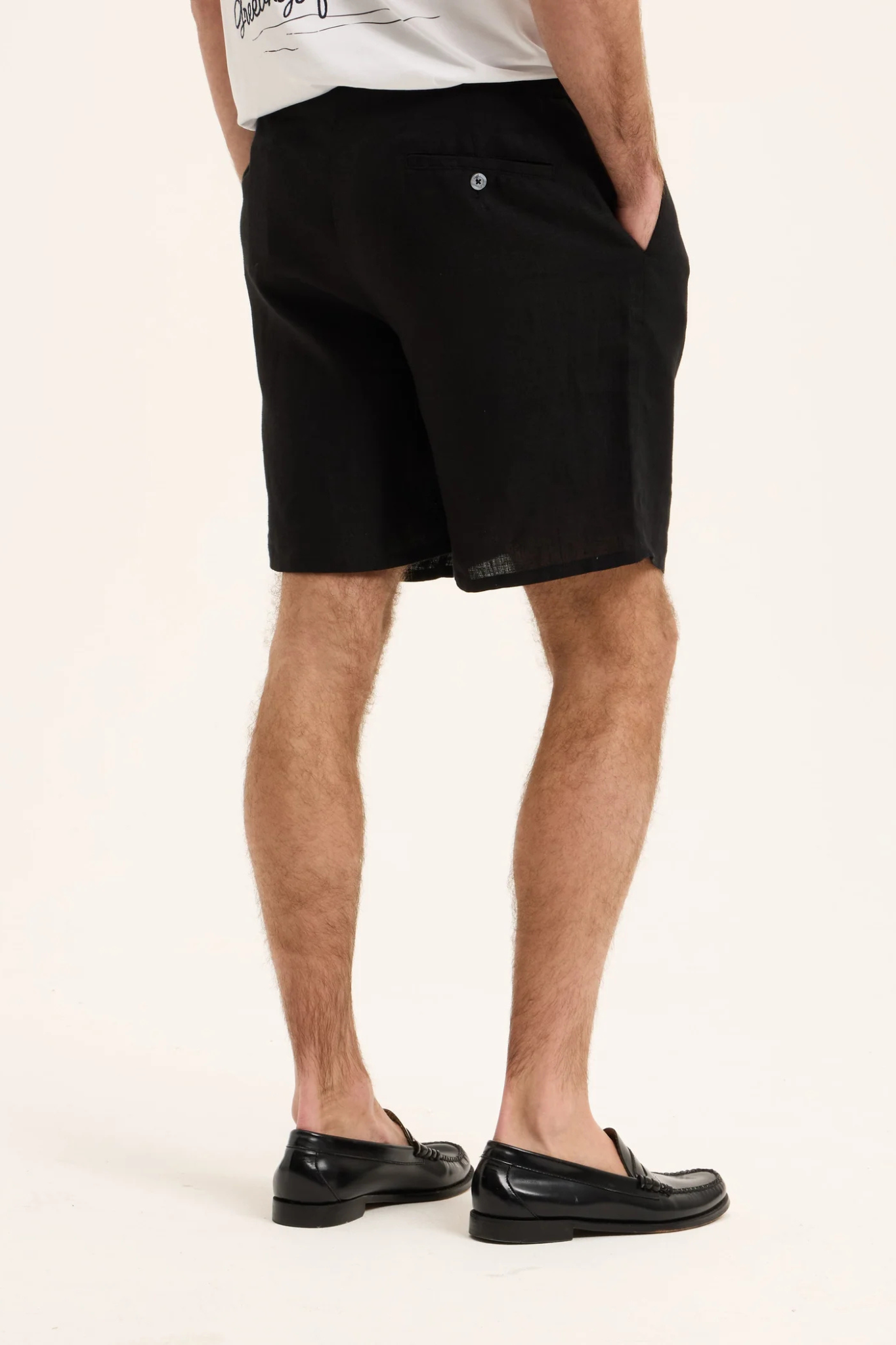 HLIN LINEN SHORT - BLACK