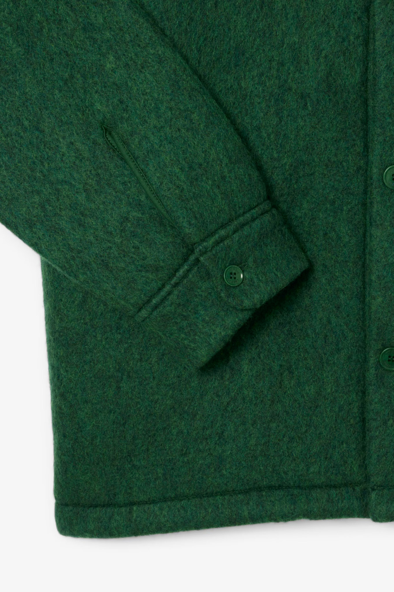 WOOL BLENDED FELT SHIRT - GREEN