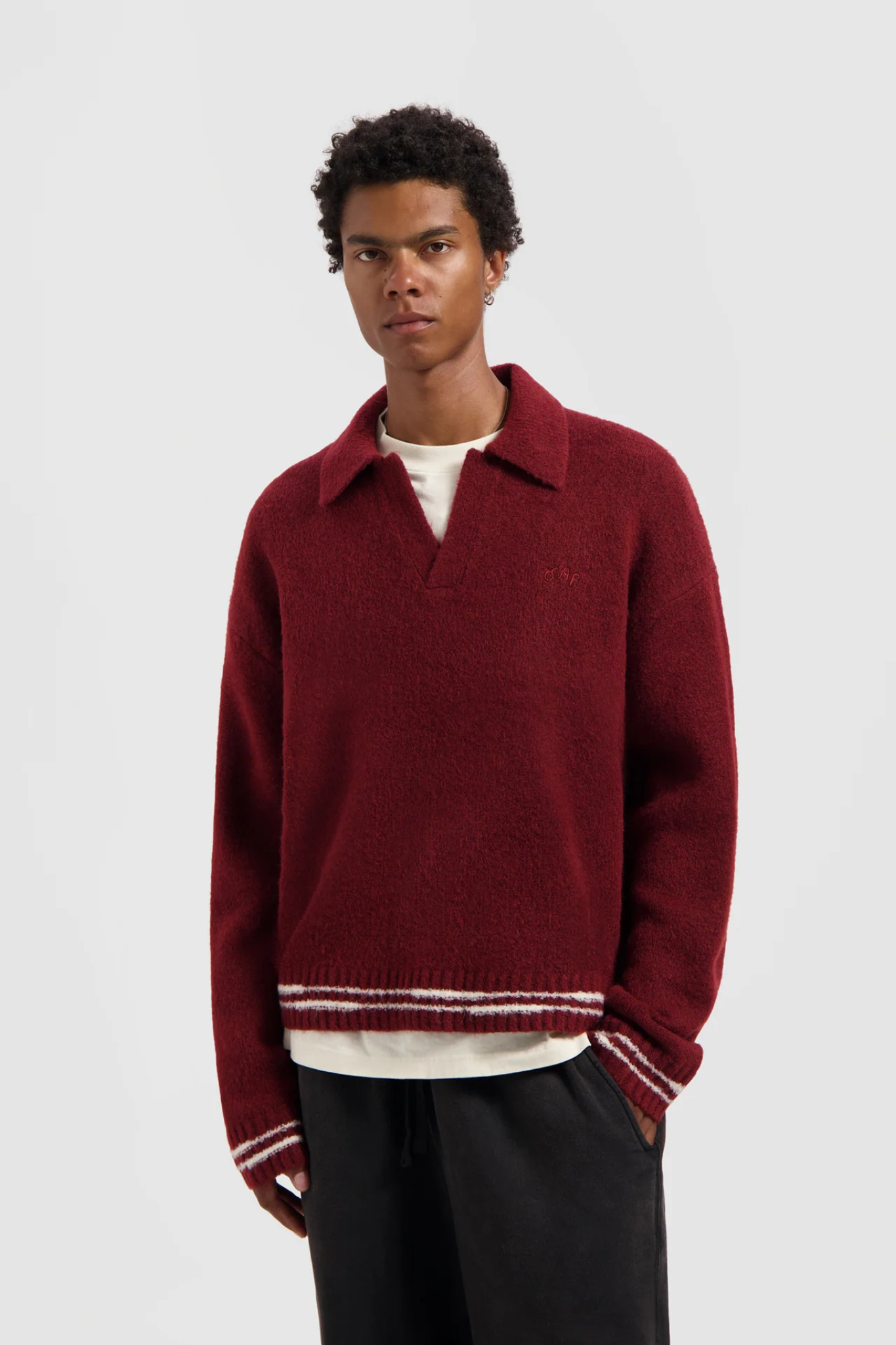 CREFTED DETAIL KNITTED POLO - RUM RAISIN