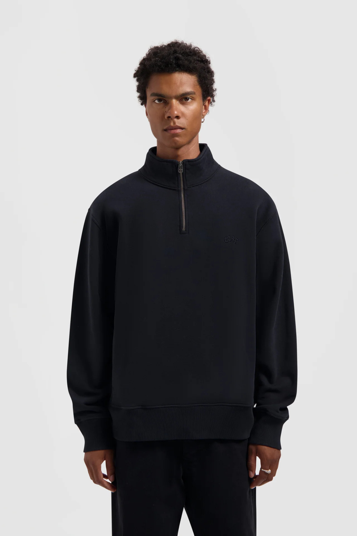 SIGNATURE ZIP MOCK - BLACK