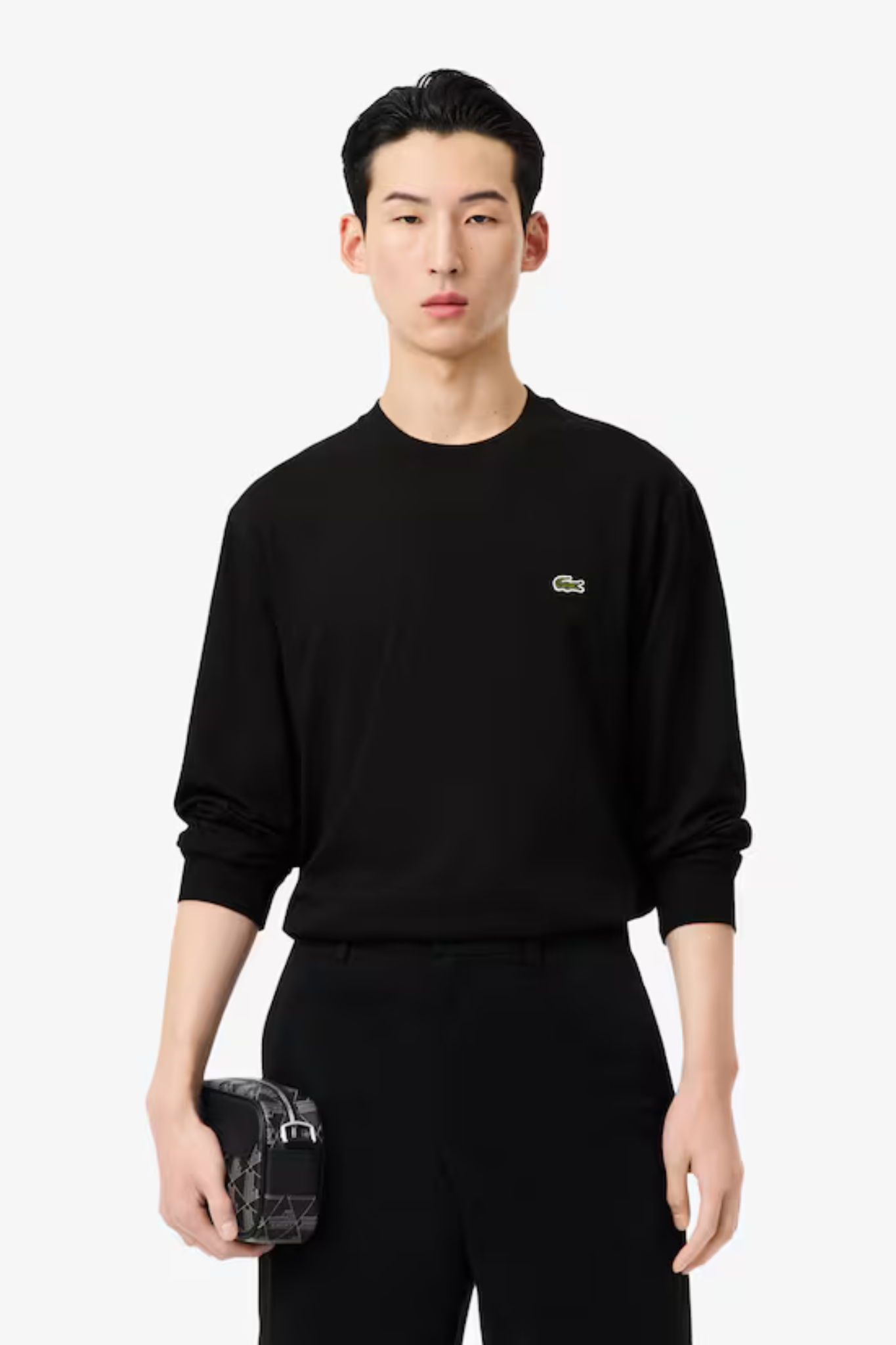 LONG SLEEVED COTTON T-SHIRT - BLACK