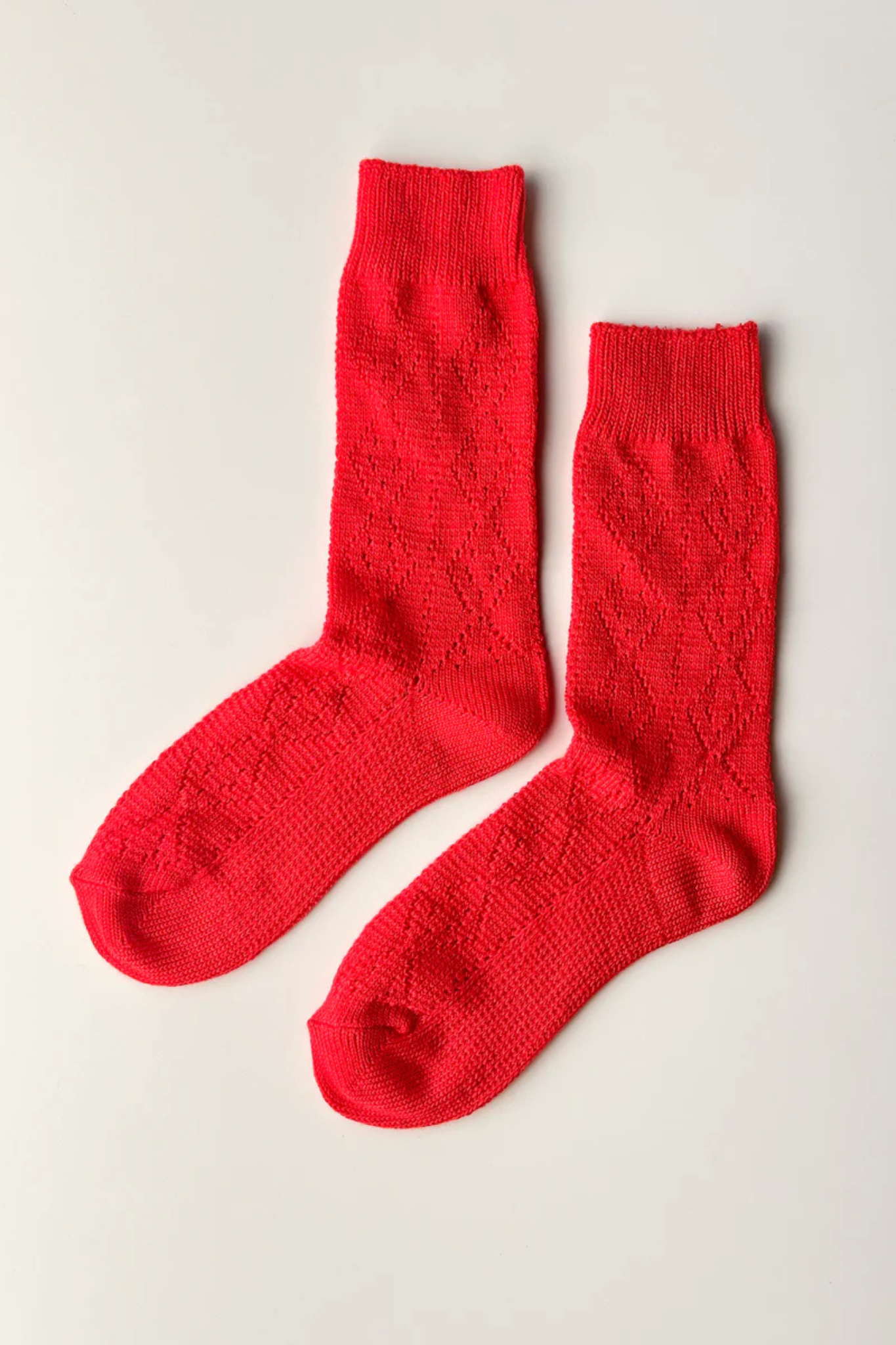 MODAL EYELET SOCKS - POPPY RED