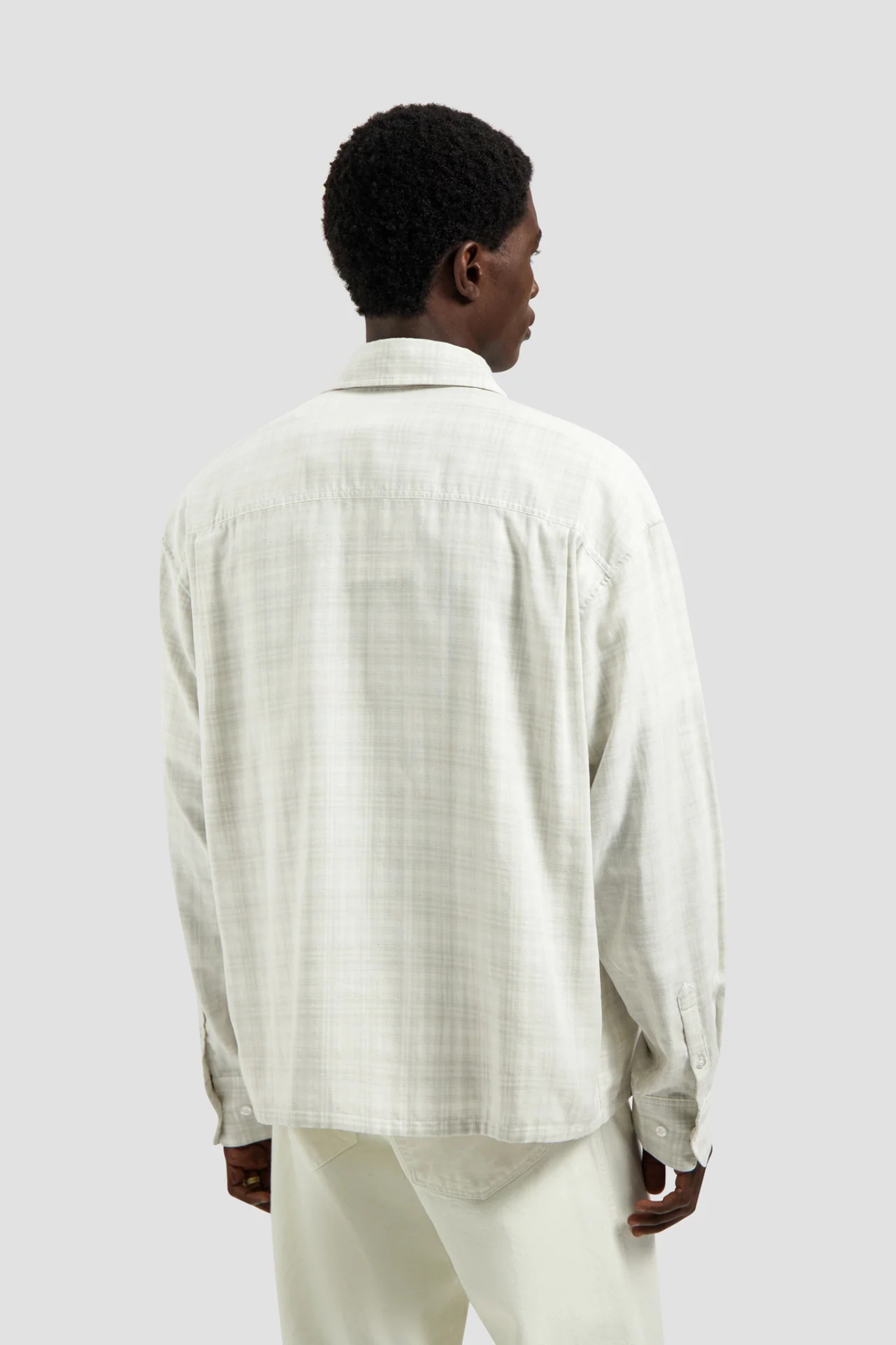 DOUBLE FACED CHECKED BOXY SHIRT - OFF WHITE