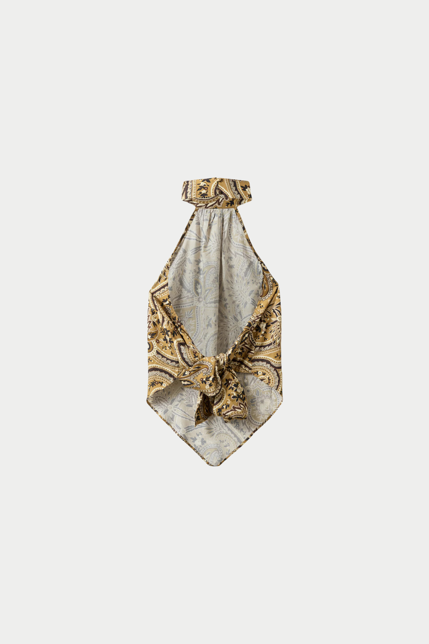 RAE PAISLEY PRINTED HALTERNECK TOP - BRONZE MIX PAISLEY