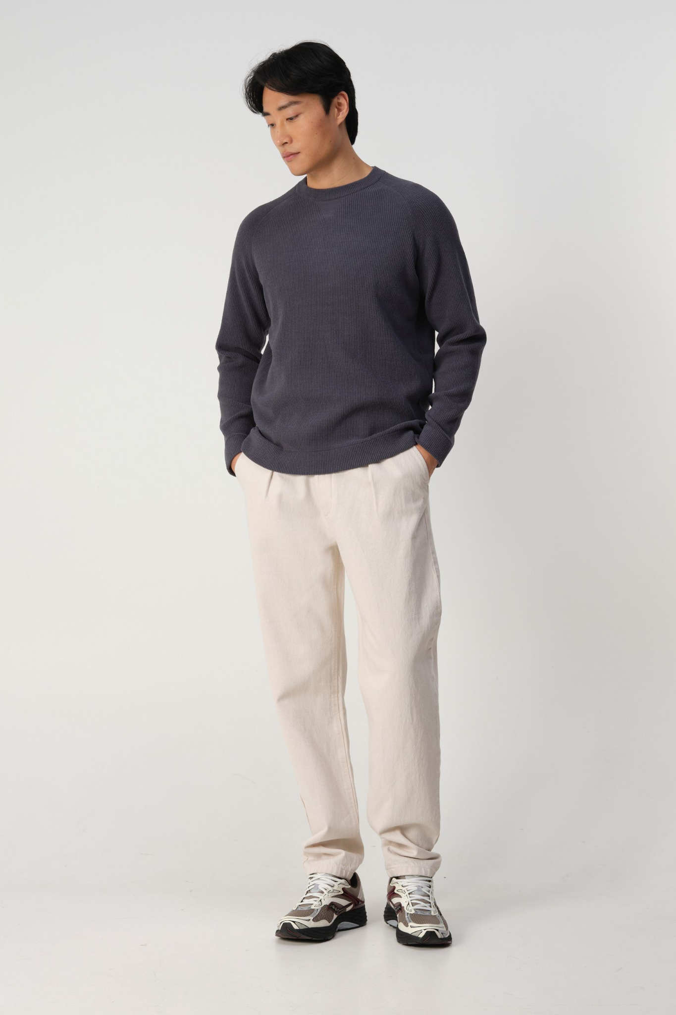 RAMIL ROUND NECK SWEATER - OMBRE BLUE