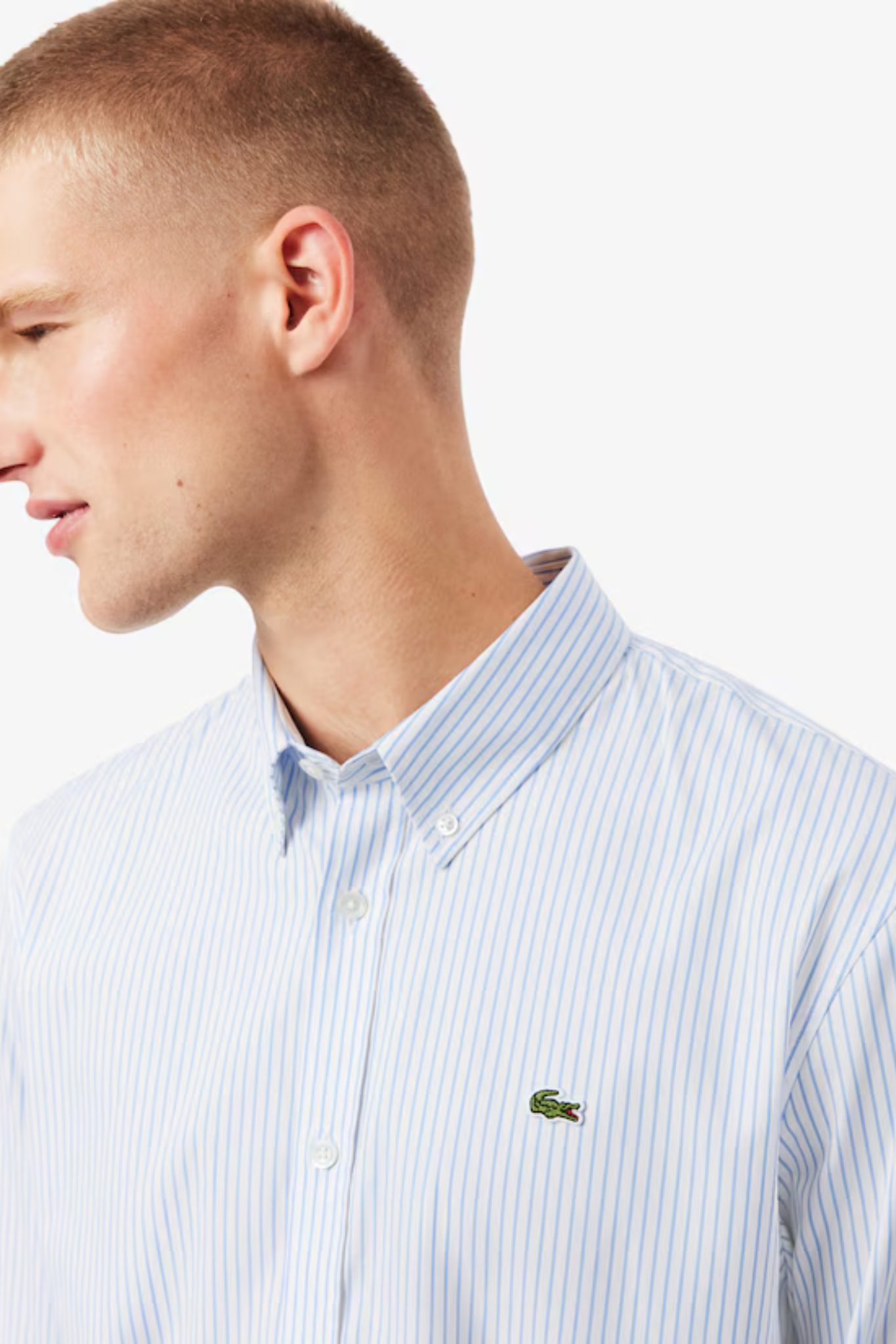 STRIPED PINPOINT SHIRT - WHITE/BLUE