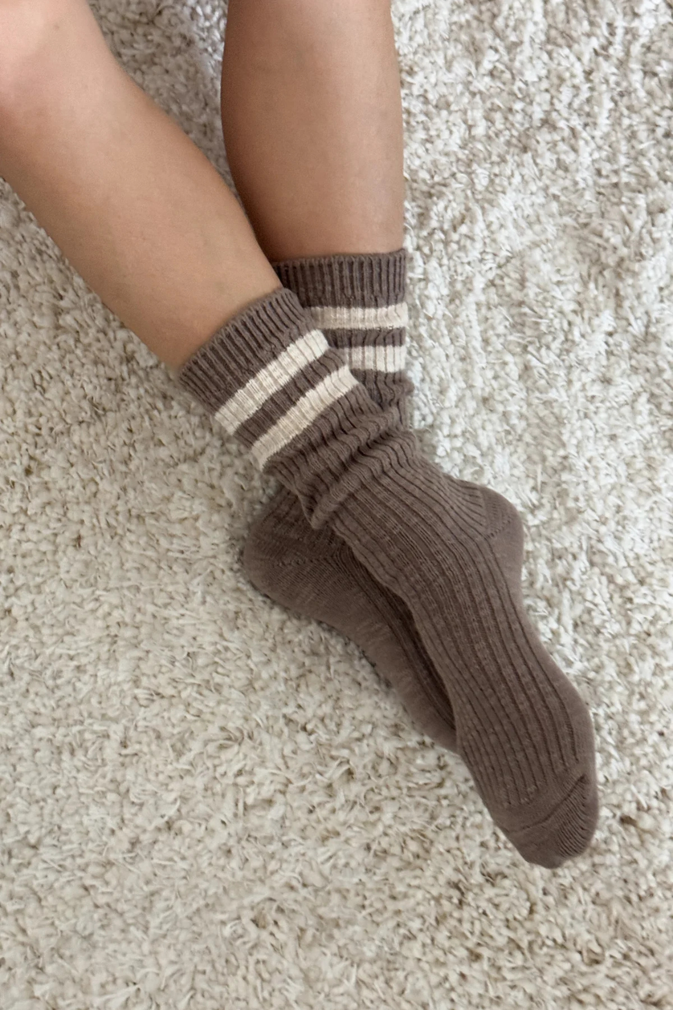 COTTAGE VARSITY SOCKS - FLAX VARSITY