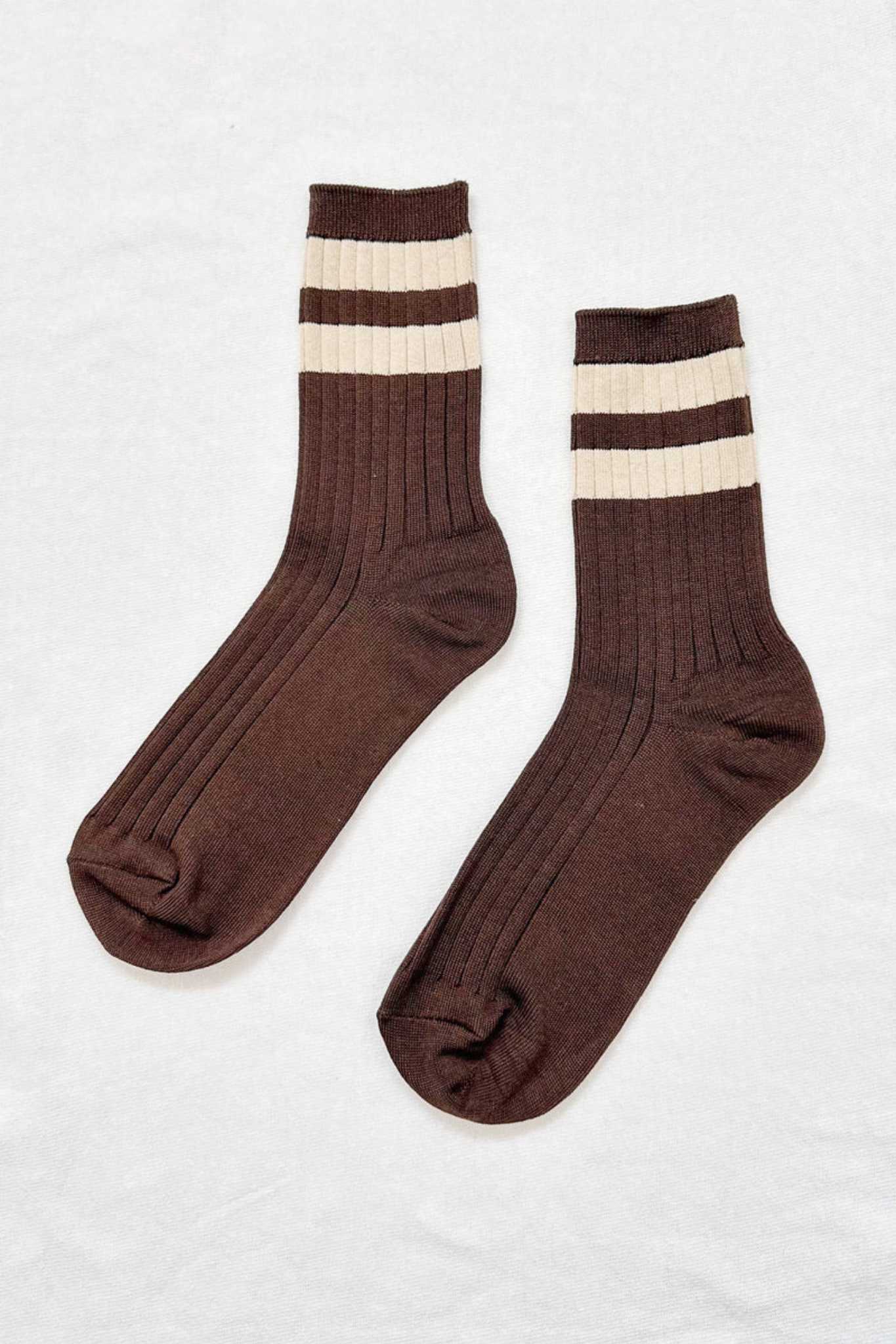 HER VARSITY SOCKS - ESPRESSO