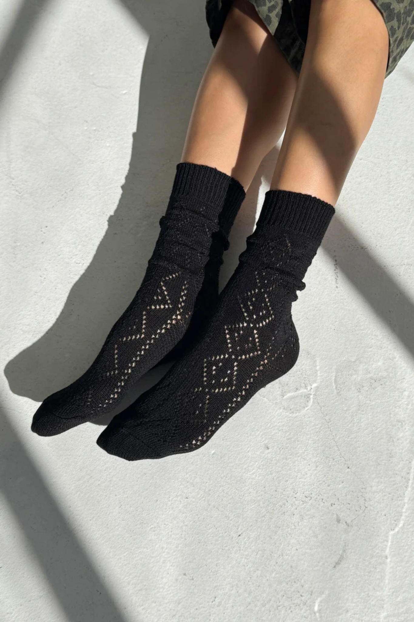 MODAL EYELET SOCKS - JET BLACK