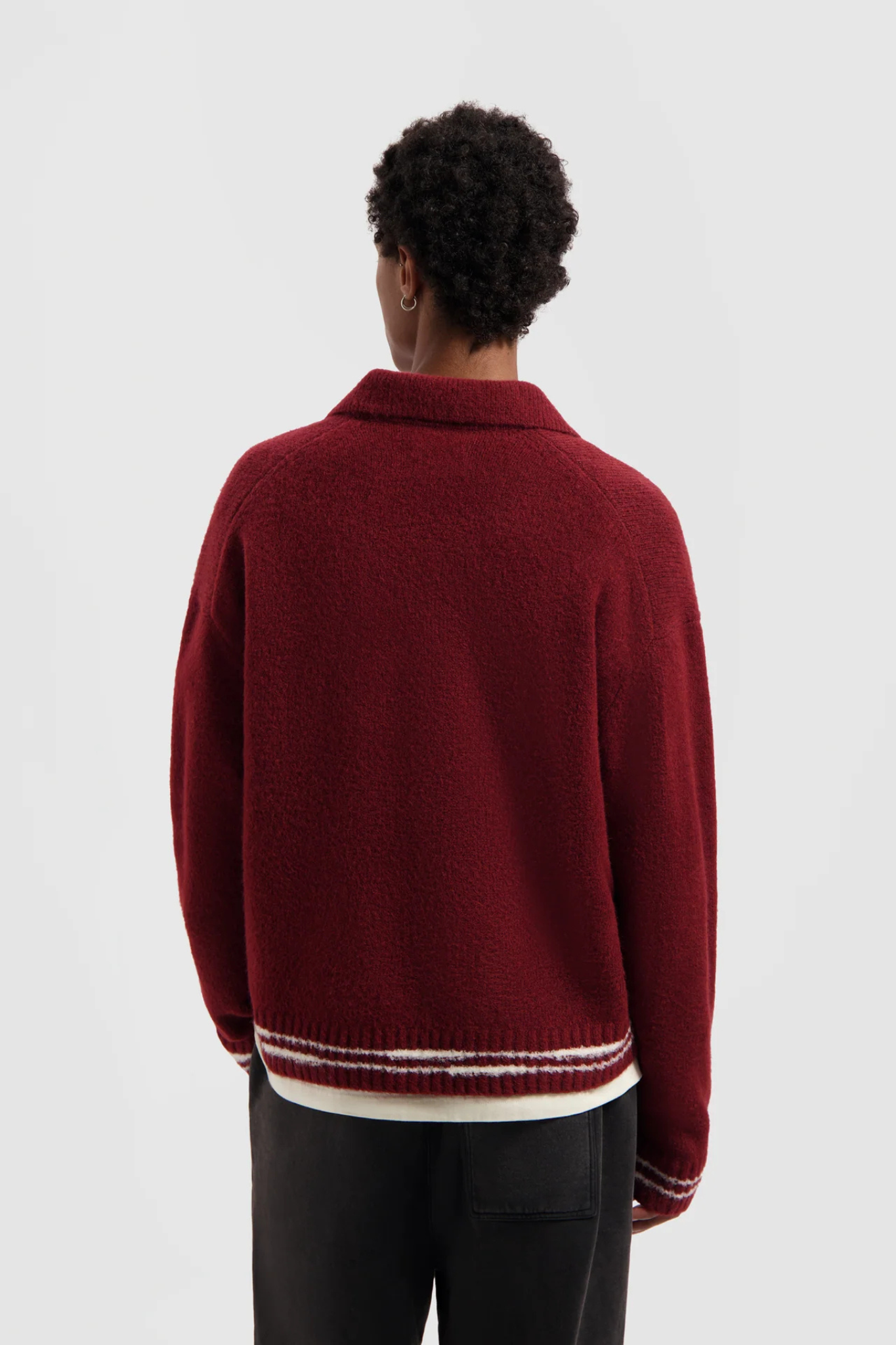 CREFTED DETAIL KNITTED POLO - RUM RAISIN