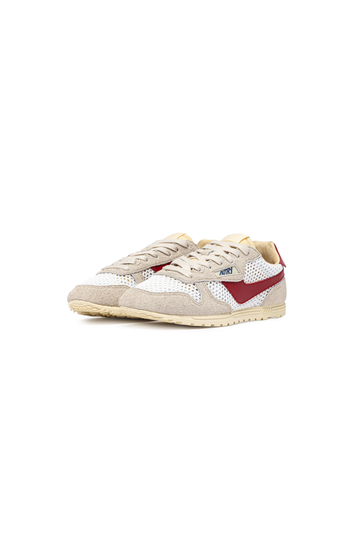 WSLW-KD05 - WINDSPIN LOW WOMEN SNEAKERS - KNIT/SUELEA WHT/RED