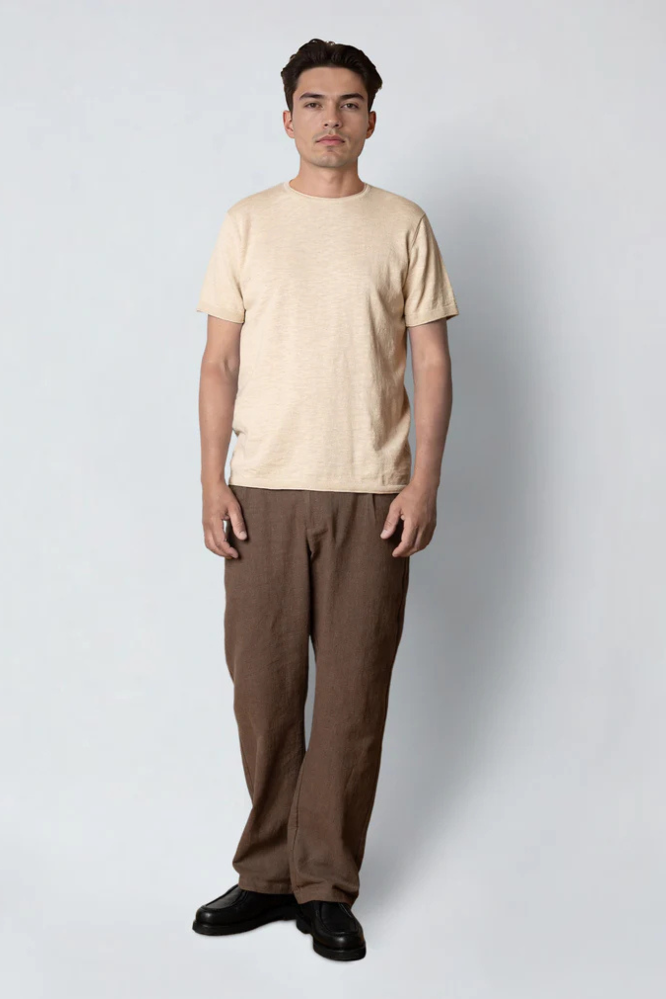 THOMAS KNITTED STRIPE T-SHIRT - ECRU