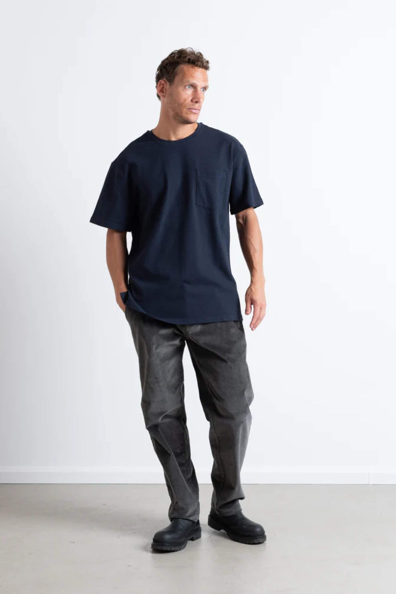 CALTON STRUCTURED T-SHIRT - DARK NAVY