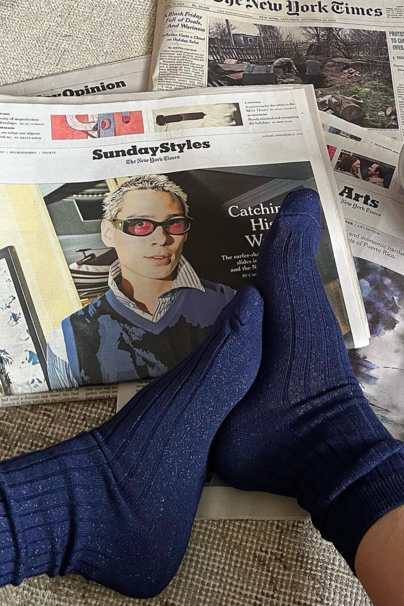 HER SOCKS MODAL LUREX - SAPPHIRE GLITTER