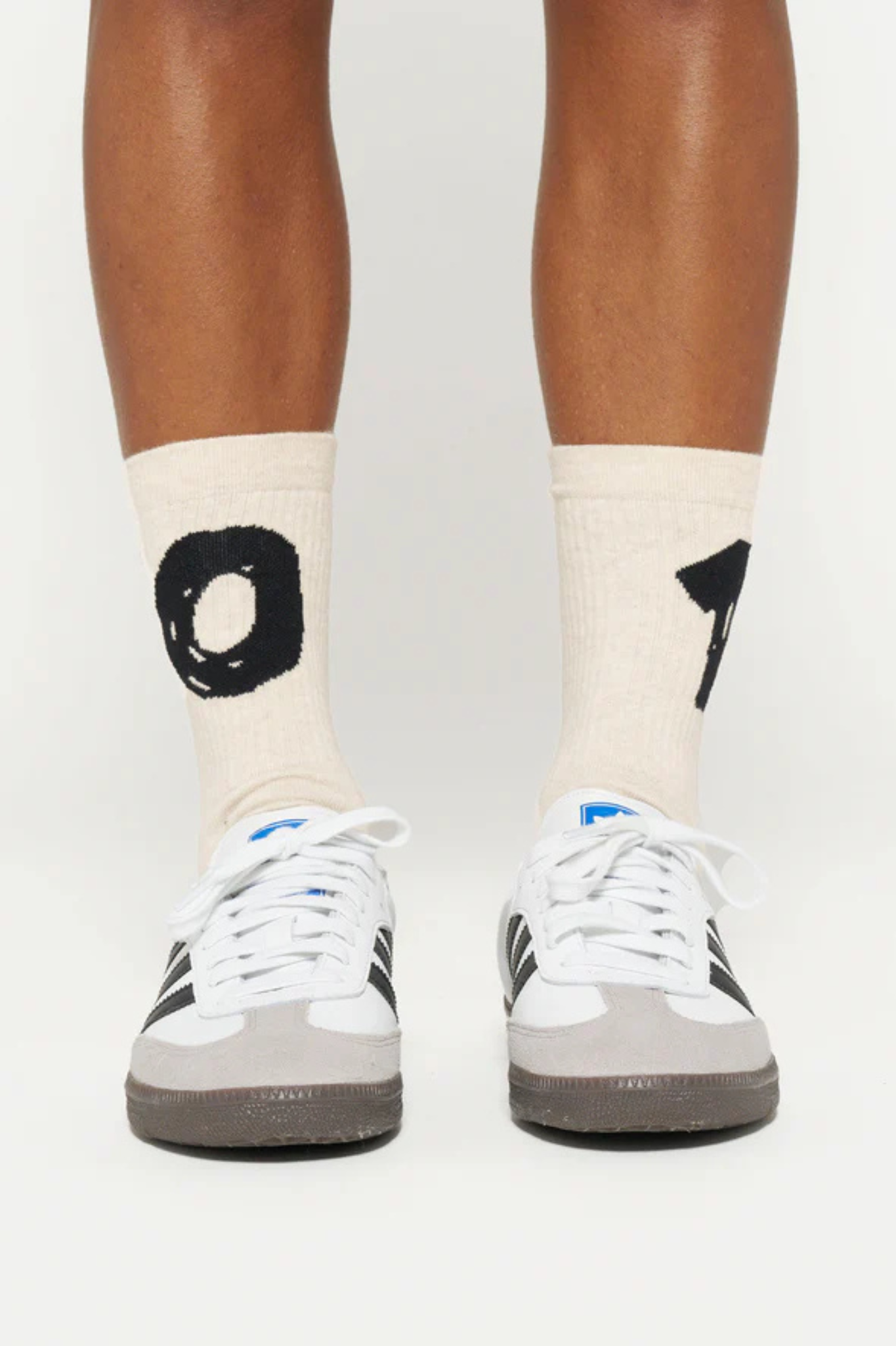 10DAYS socks in soft white melee. Front view