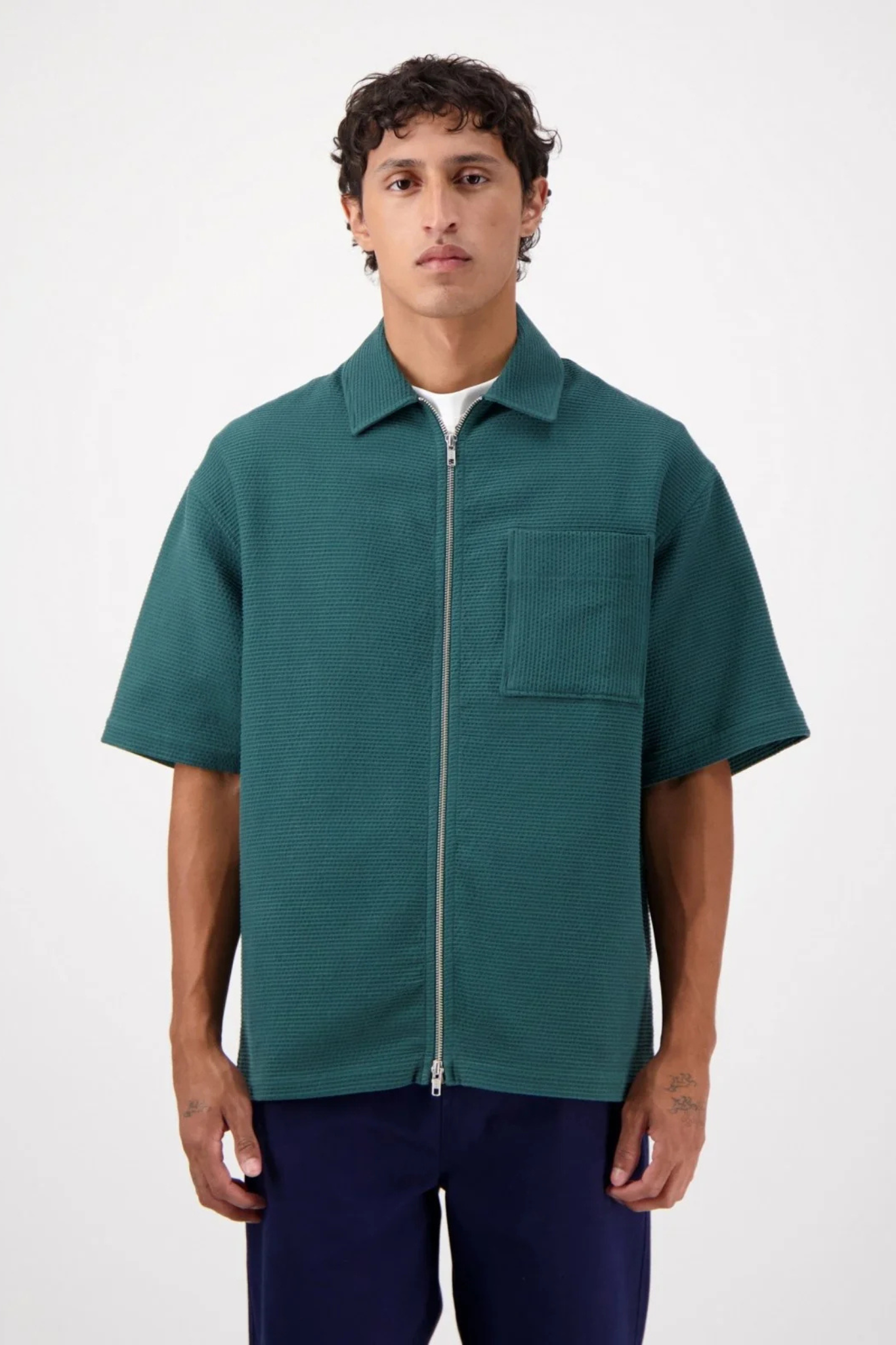 LUIS ZIP SHIRT - BOTANICAL GREEN