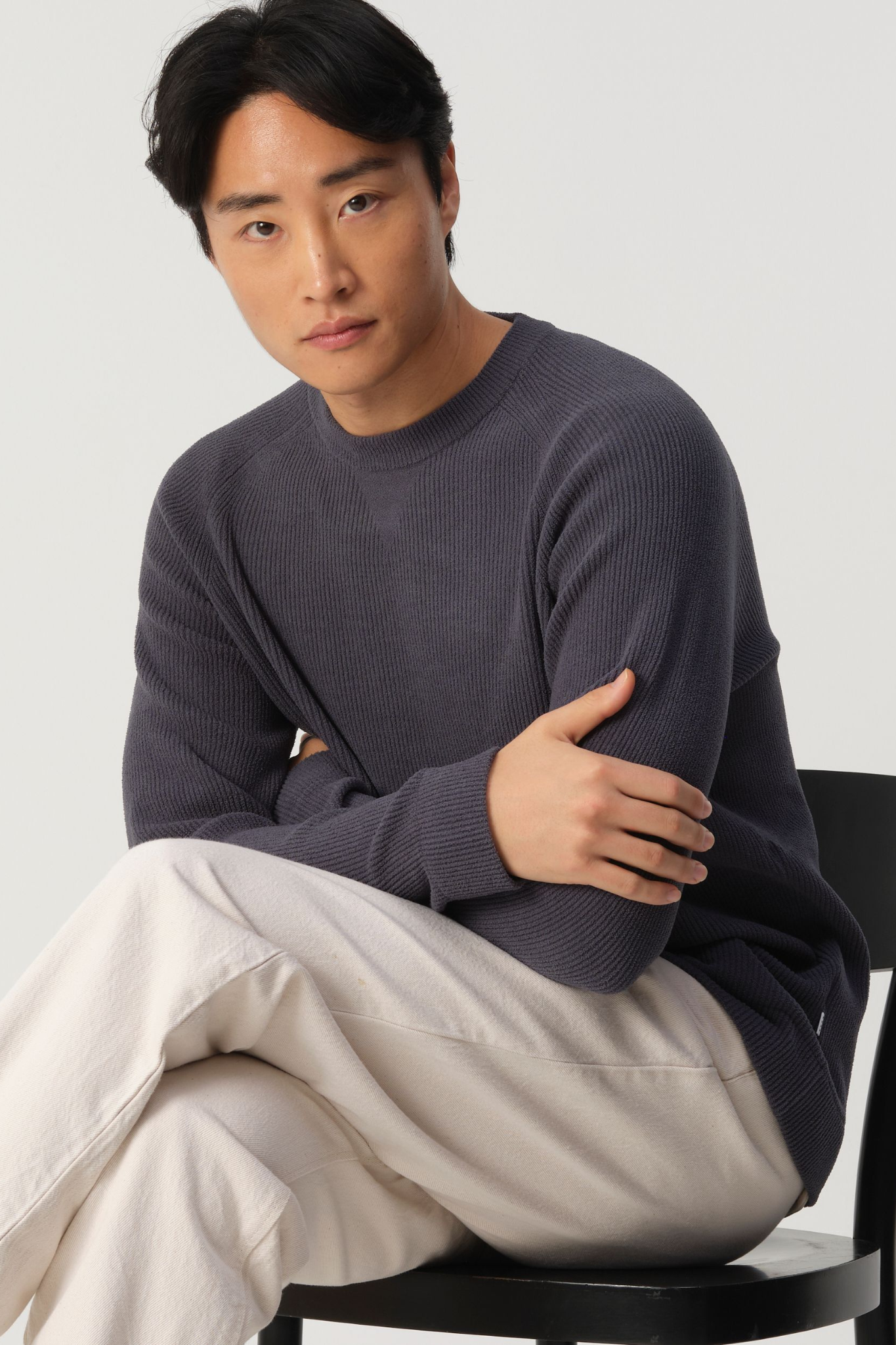 RAMIL ROUND NECK SWEATER - OMBRE BLUE