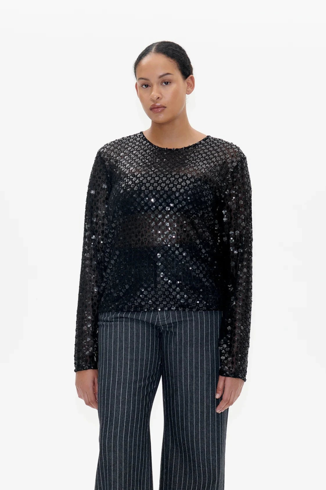 JASMIN SHIRT - BLACK FLOWER SEQUINCE