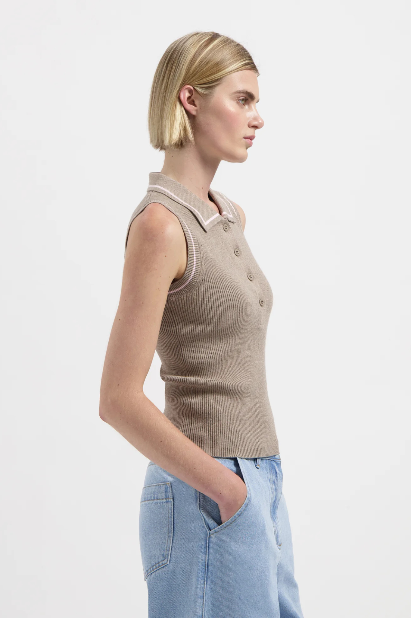JILL SL POLO KNIT - SAND