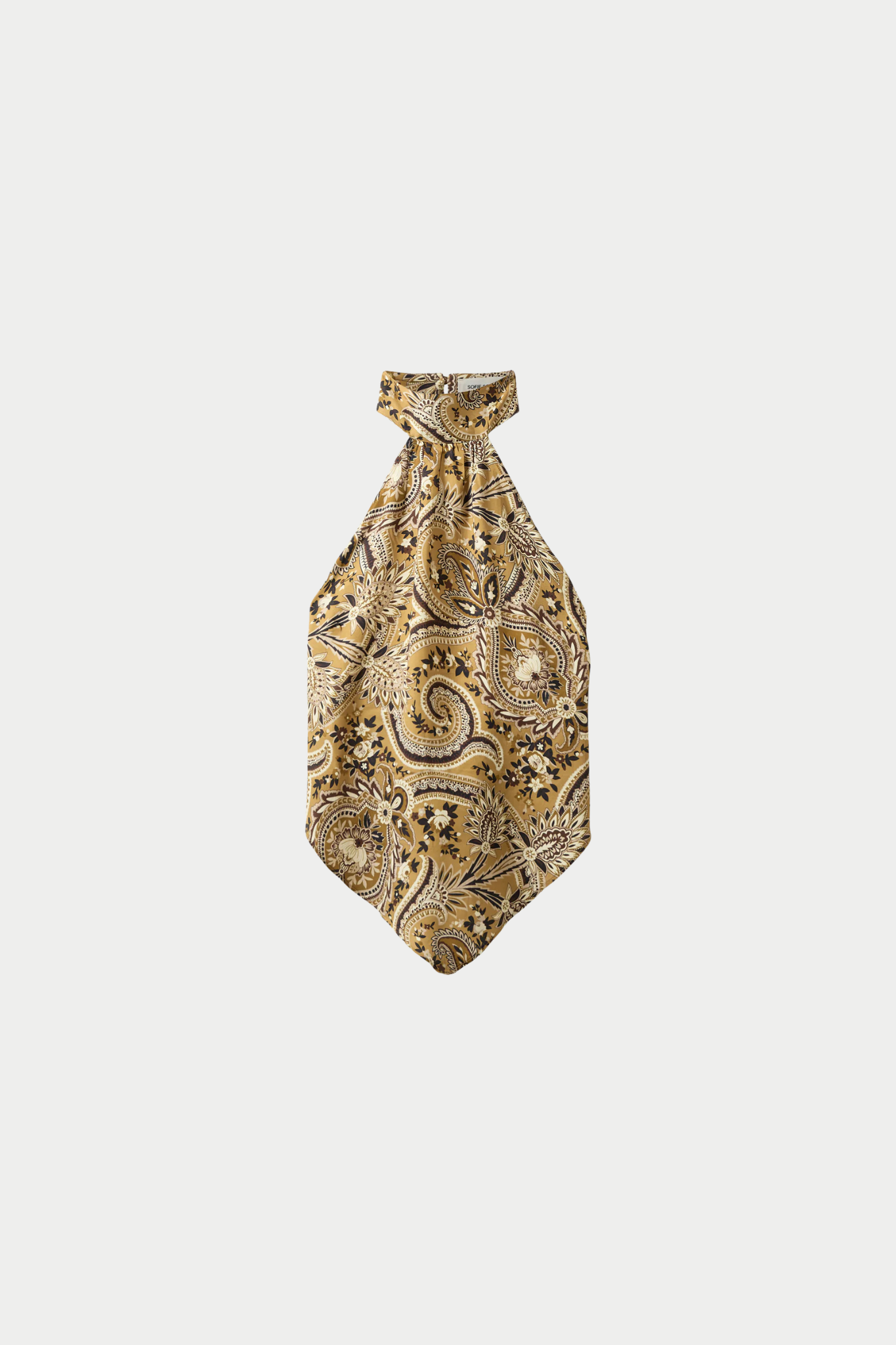 RAE PAISLEY PRINTED HALTERNECK TOP - BRONZE MIX PAISLEY