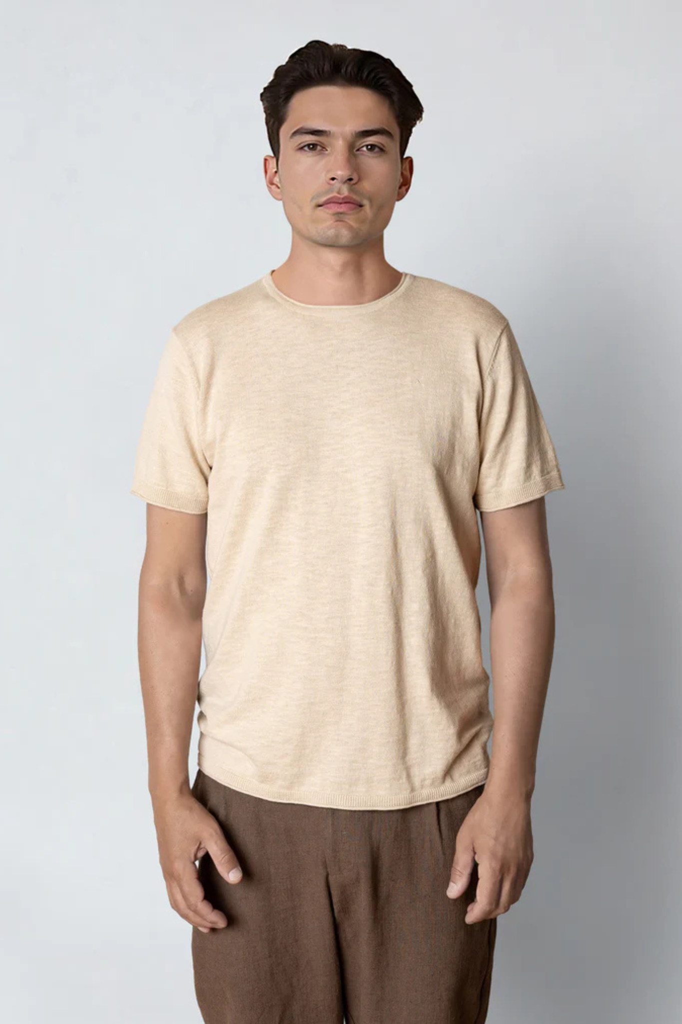 THOMAS KNITTED STRIPE T-SHIRT - ECRU