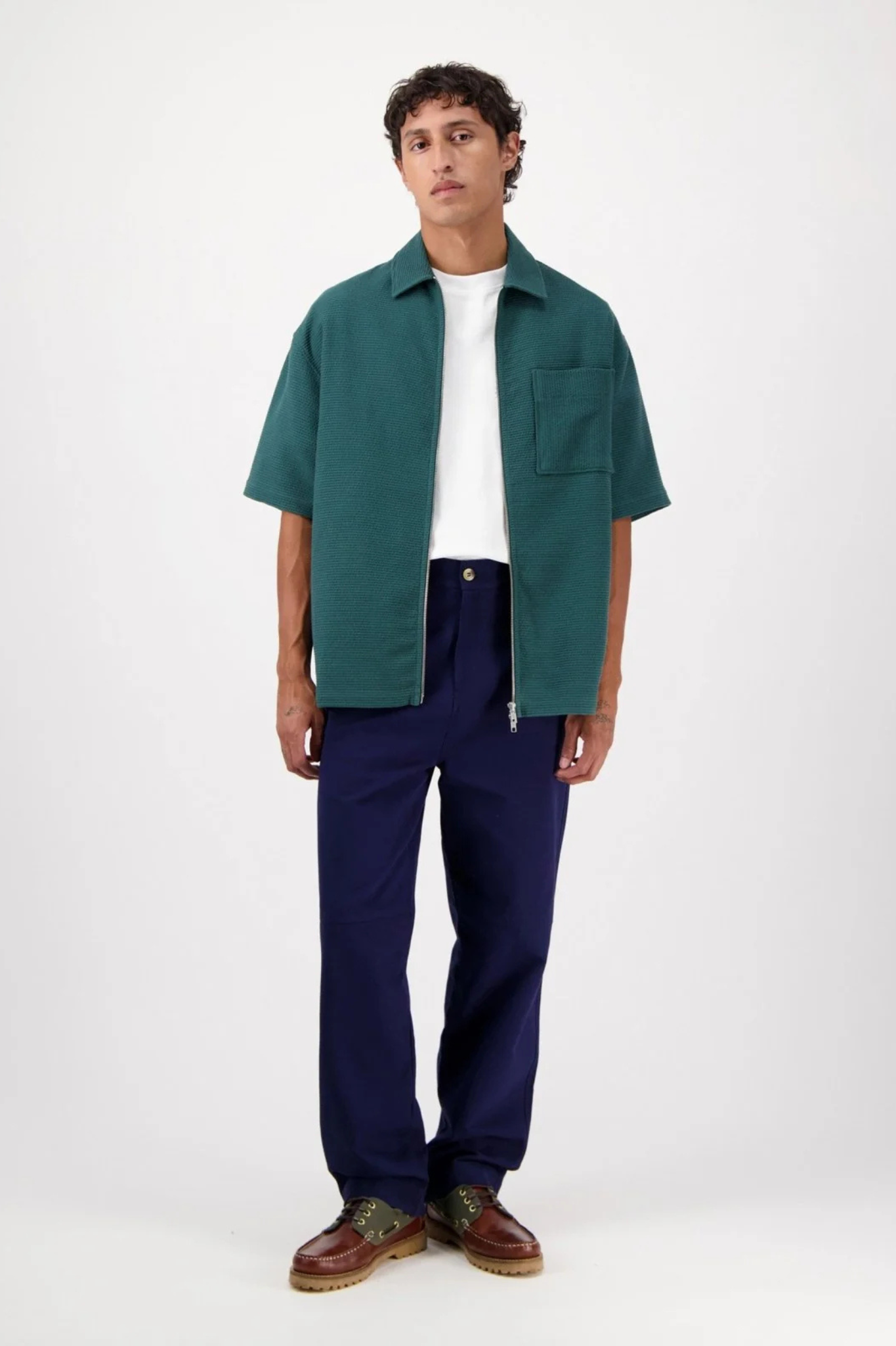 LUIS ZIP SHIRT - BOTANICAL GREEN
