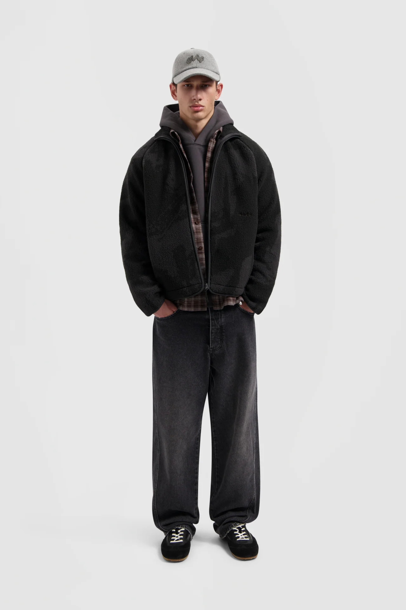 FLEECE JACKET - BLACK/CHARCOAL