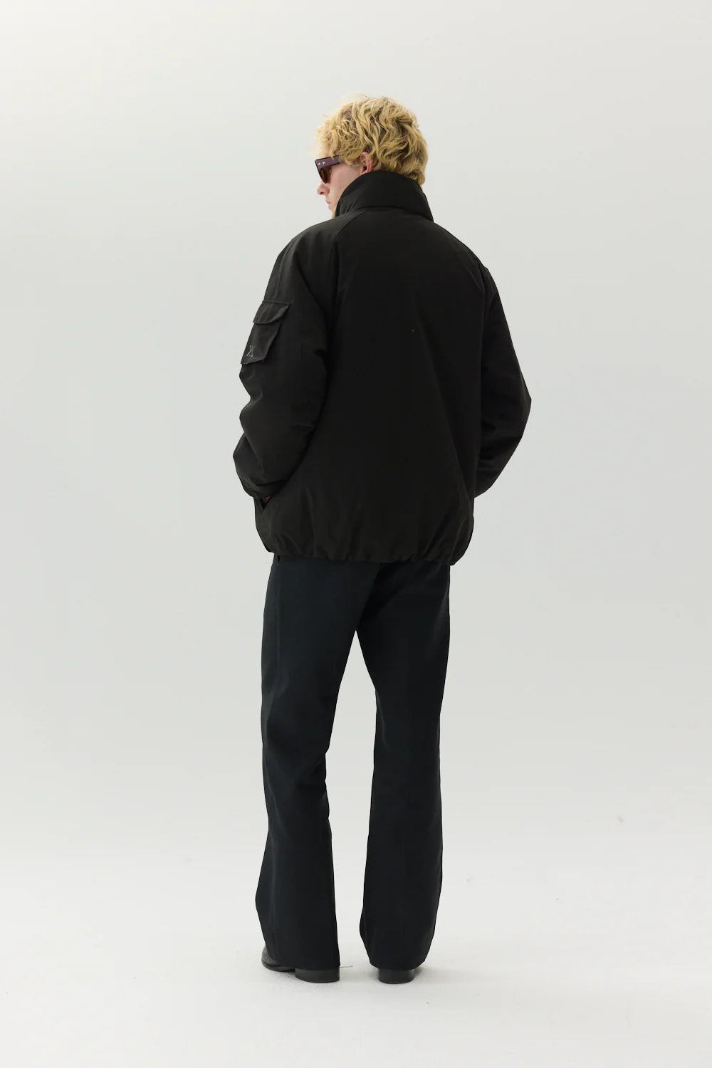SHORT TRACKER POLY RAYON JACKET - BLACK