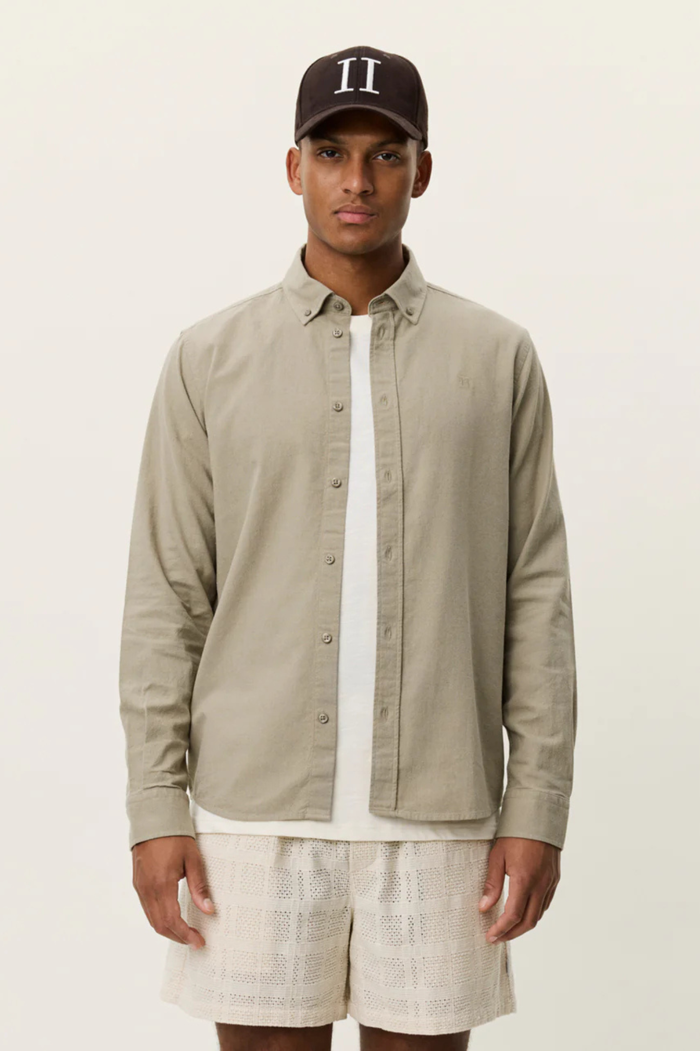 KONRAD COTTON LINEN SHIRT - LAUREL OAK SAND