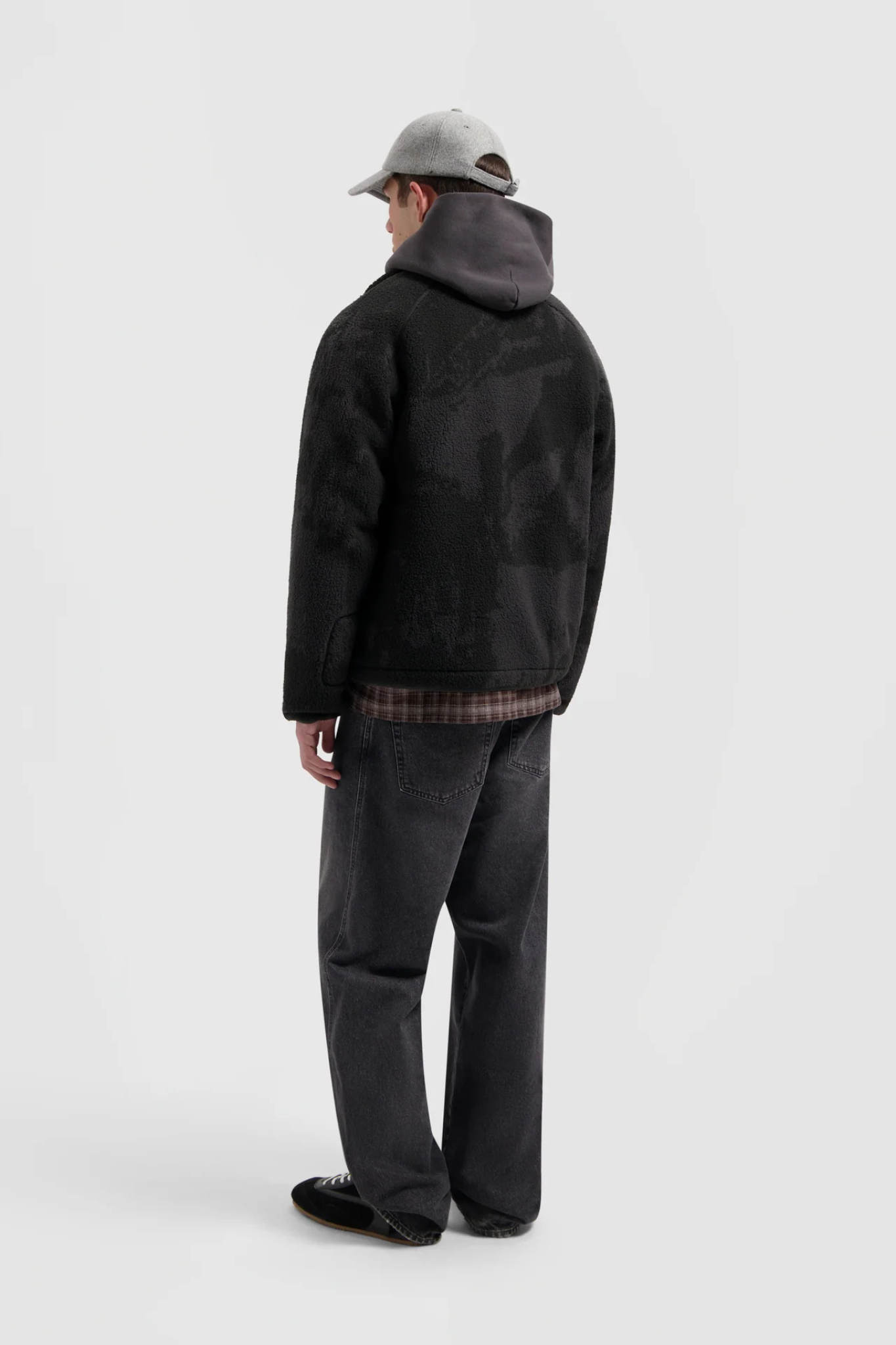 FLEECE JACKET - BLACK/CHARCOAL