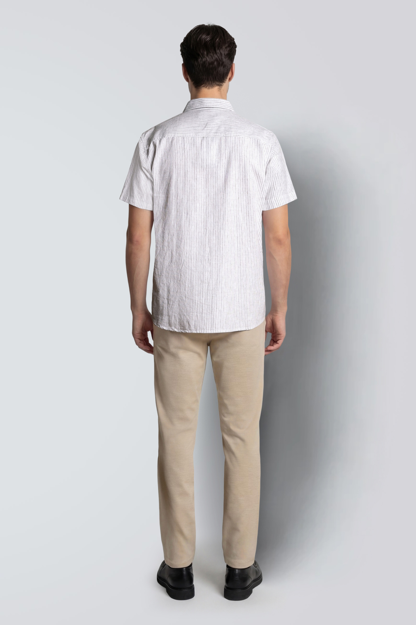 LUCA STRIPED S/S SHIRT - WHITE/SHITAKE