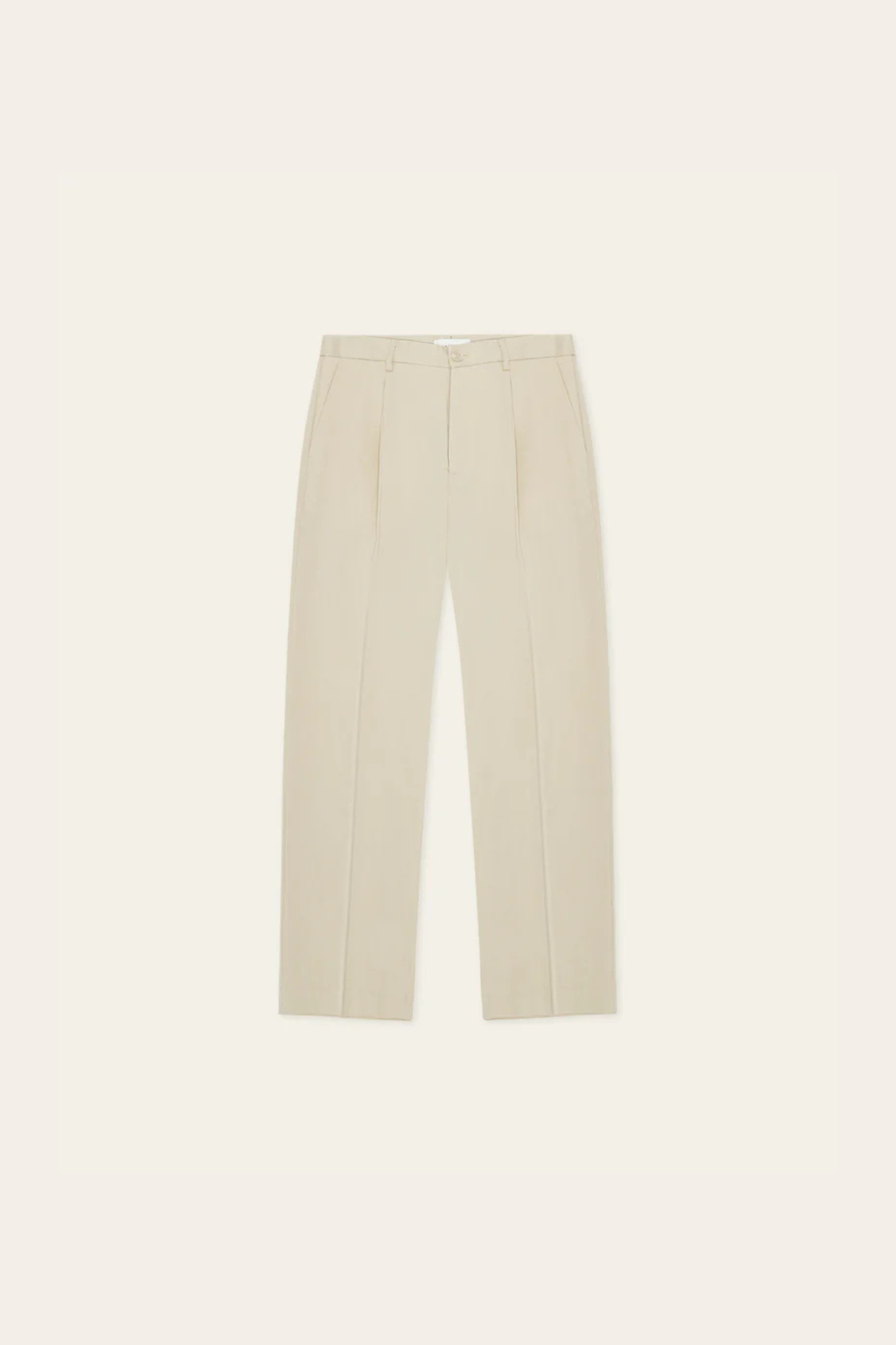 PLEATED TWILL SUIT PANTS - LIGHT SAND
