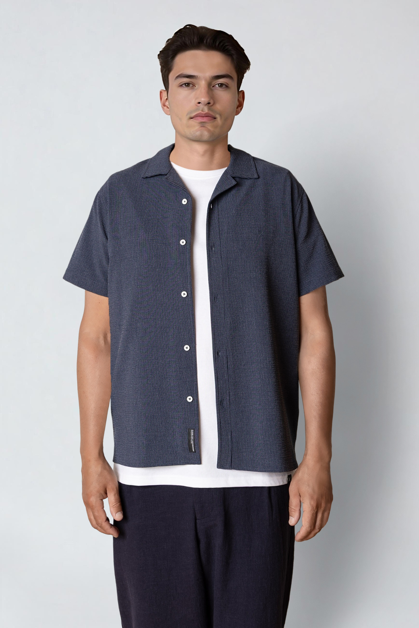 BOWLING ERICO STRIPED S/S SHIRT - NAVY
