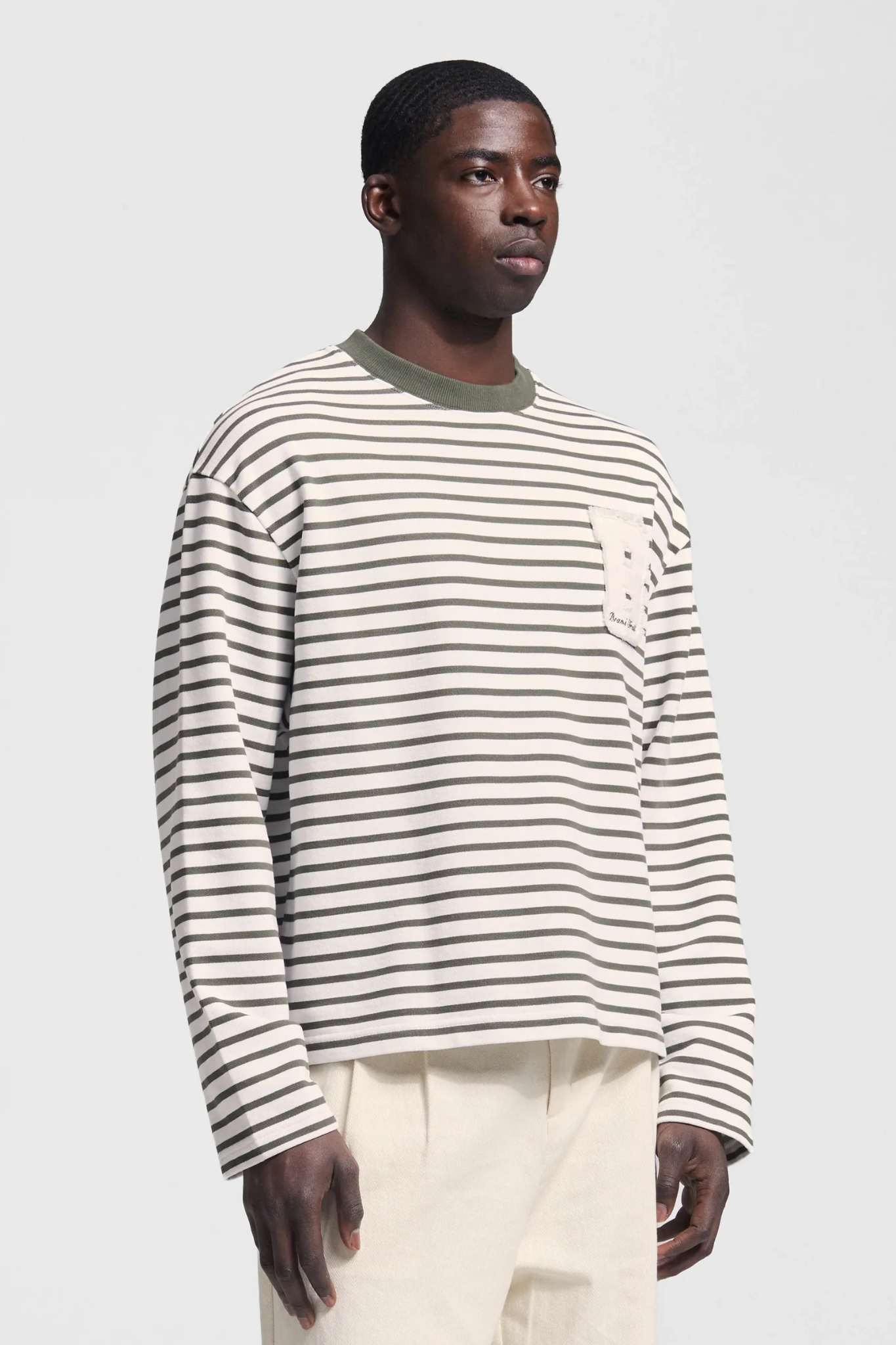 VARSITY STRIPED LONGSLEEVE - OLIVE GREEN