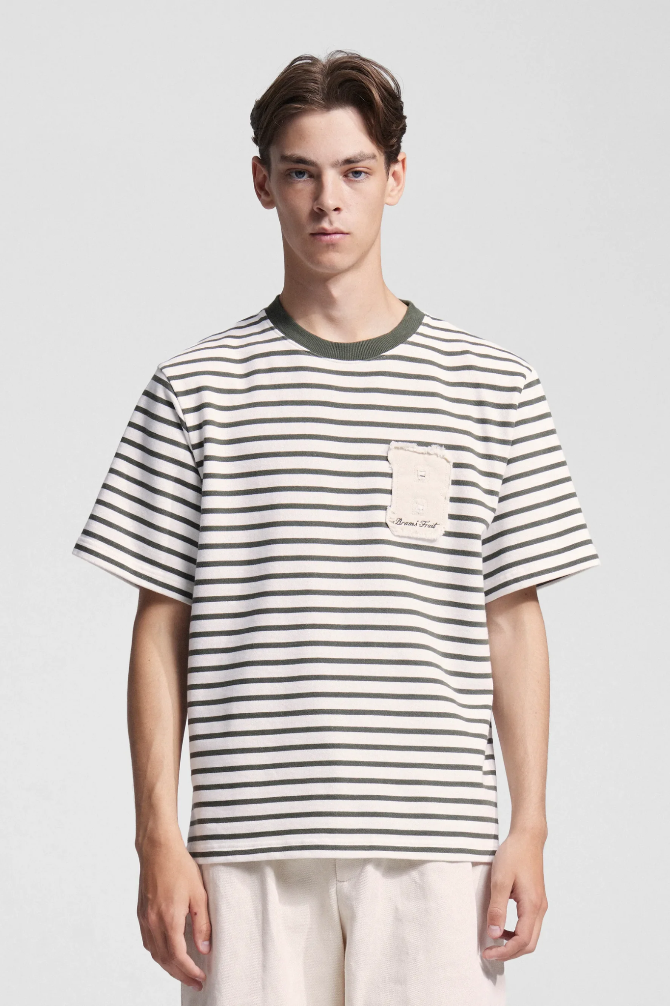 VARSITY STRIPED T-SHIRT - OLIVE GREEN