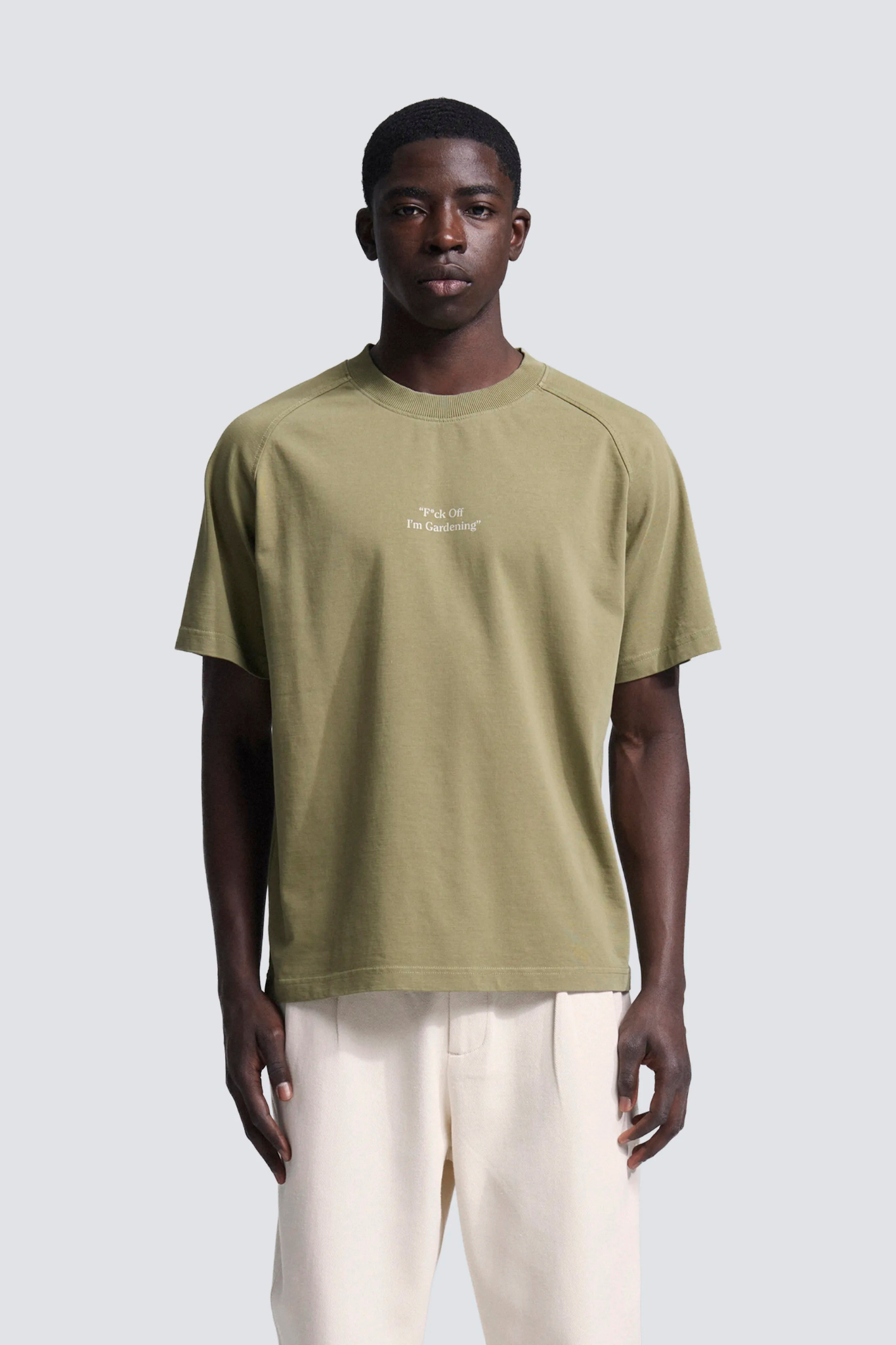 FUCK OFF RAGLAN T-SHIRT - OLIVE GREEN